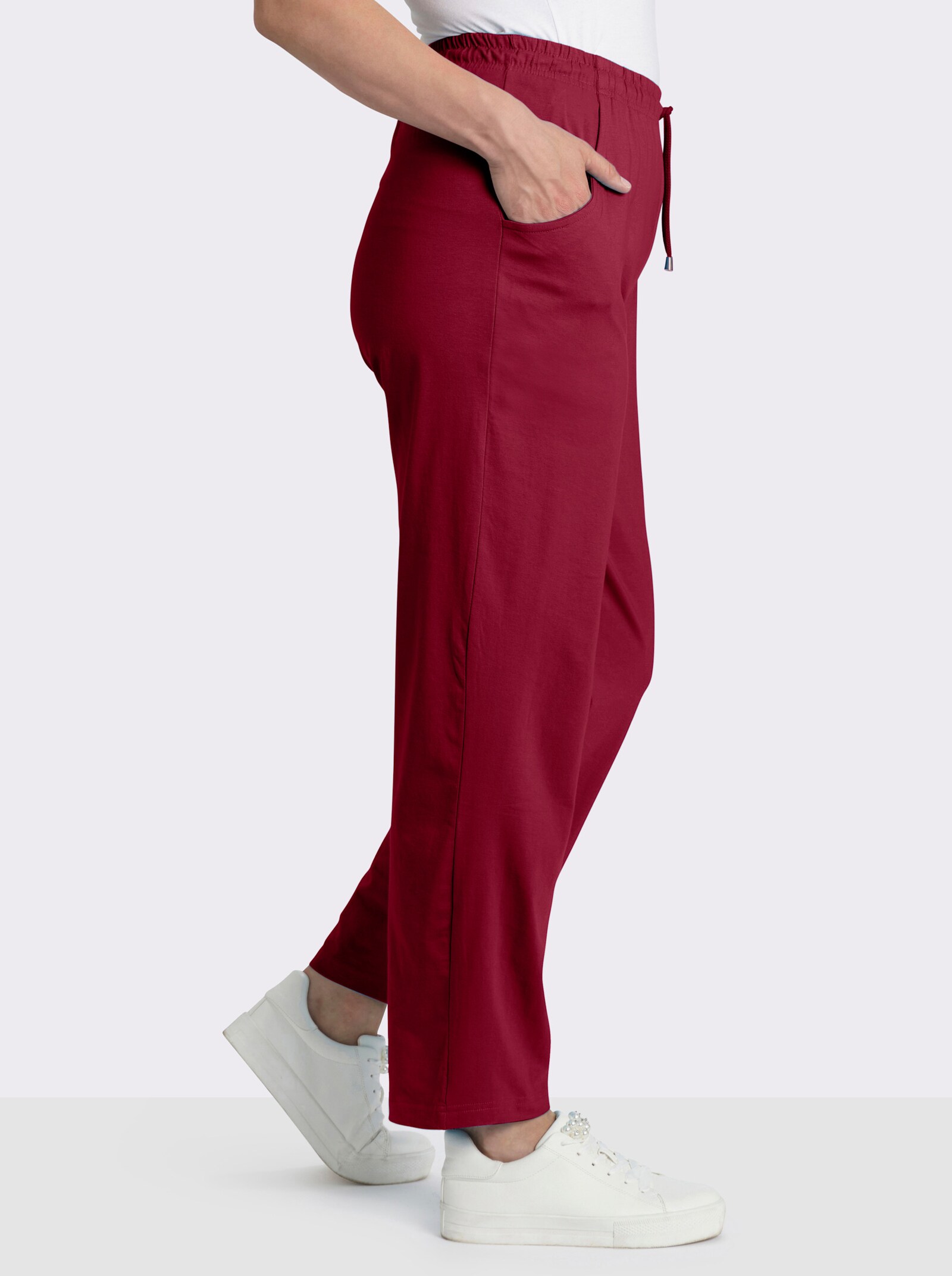 Freizeithose mit Kordelzug - bordeaux