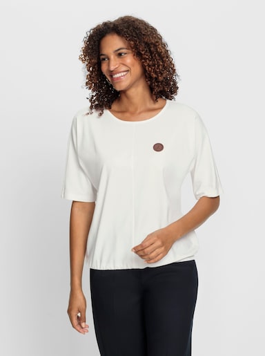 Kurzarmshirt mit Fledermausärmeln - ecru