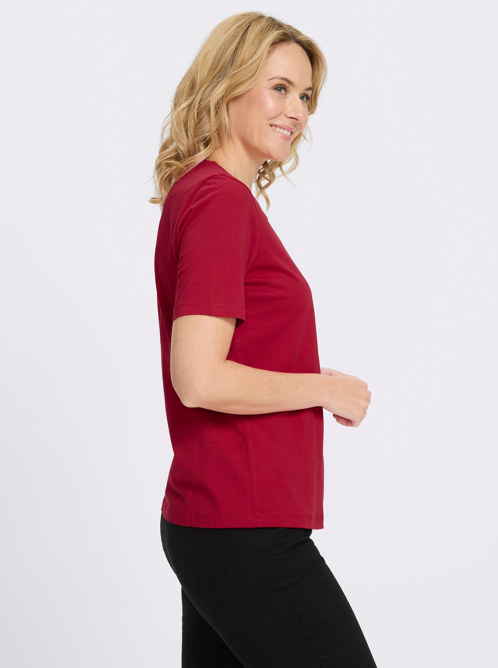 Kurzarmshirt mit platziertem Druck - rot