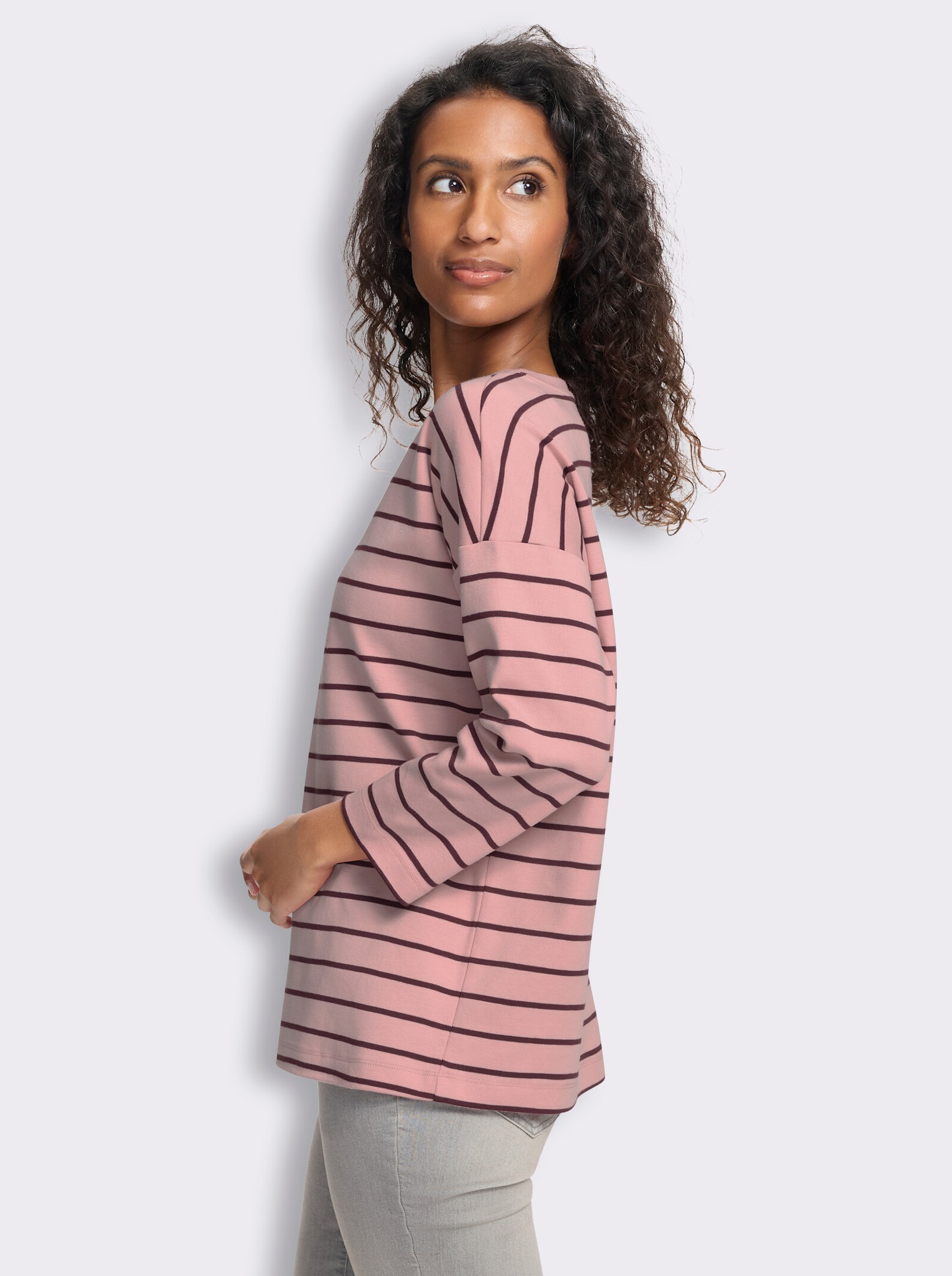 heine Ringelshirt mit 3/4-Arm - rosenquarz-burgund-geringelt