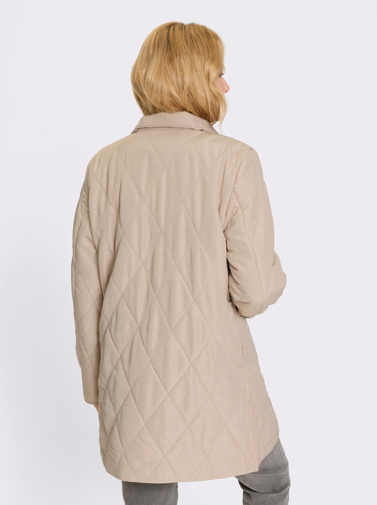 Longjacke mit Rautensteppung - beige