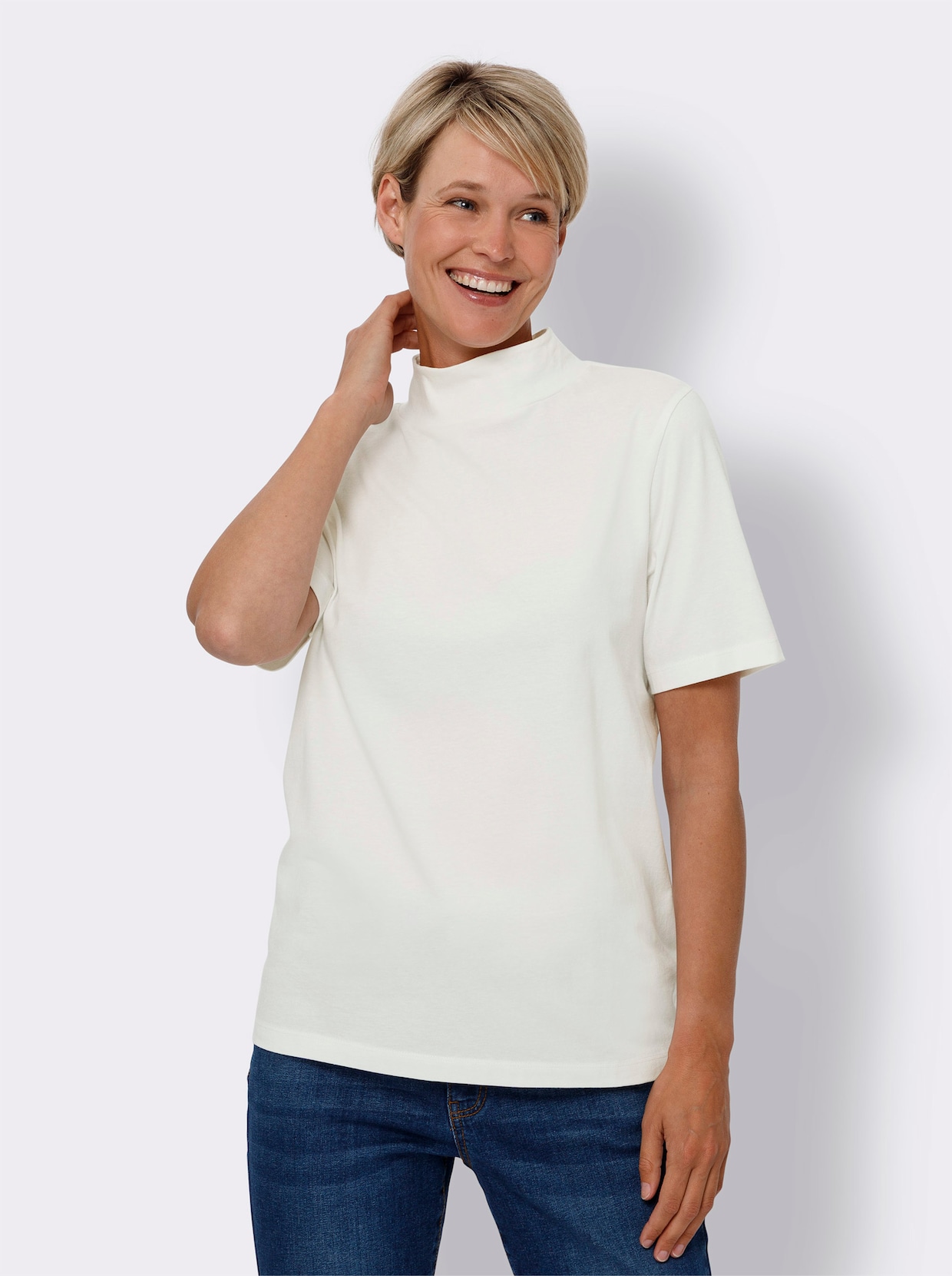 Shirt met opstaande kraag - ecru