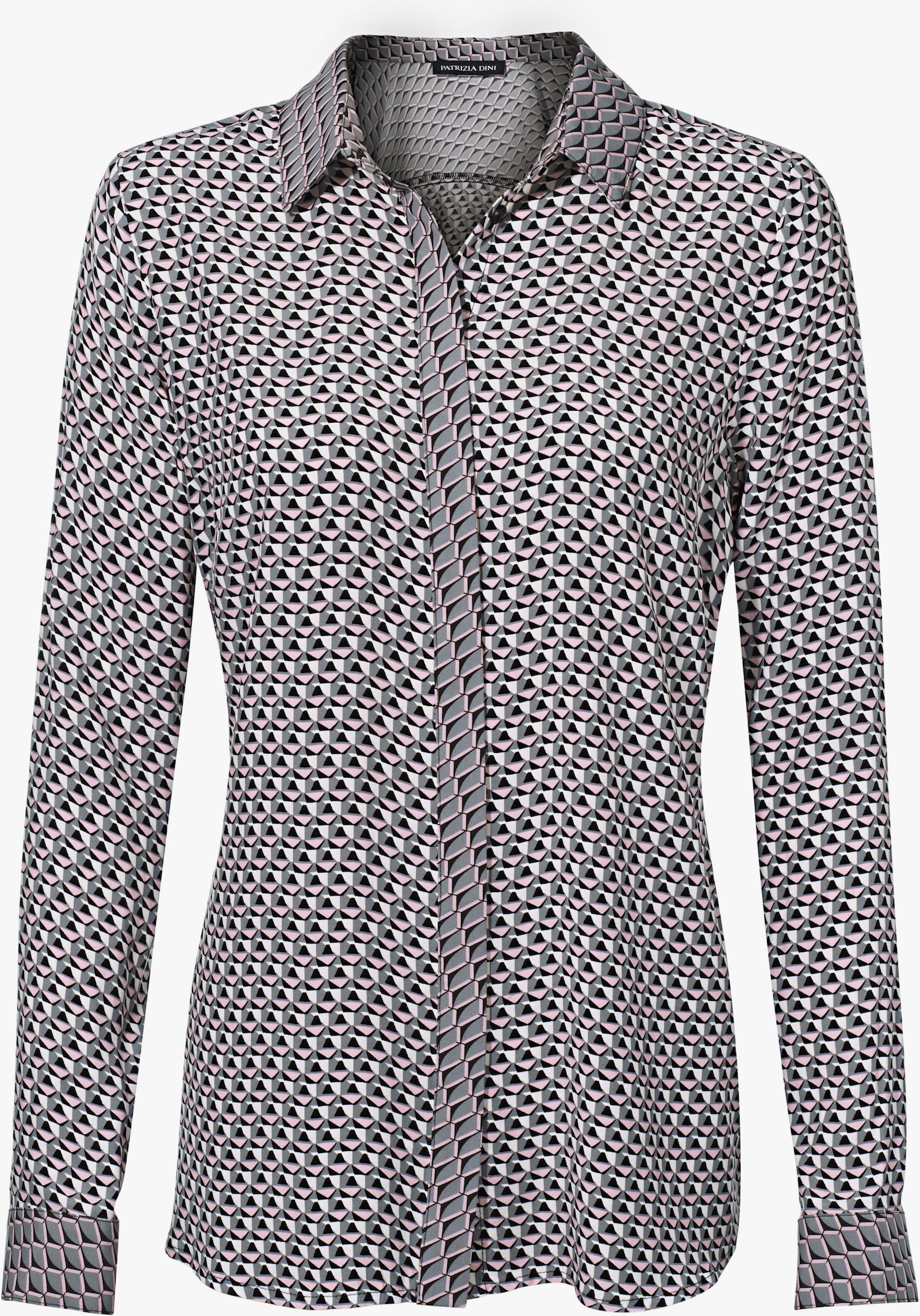 heine Hemdbluse im Minimal-Dessin - grau-rosé