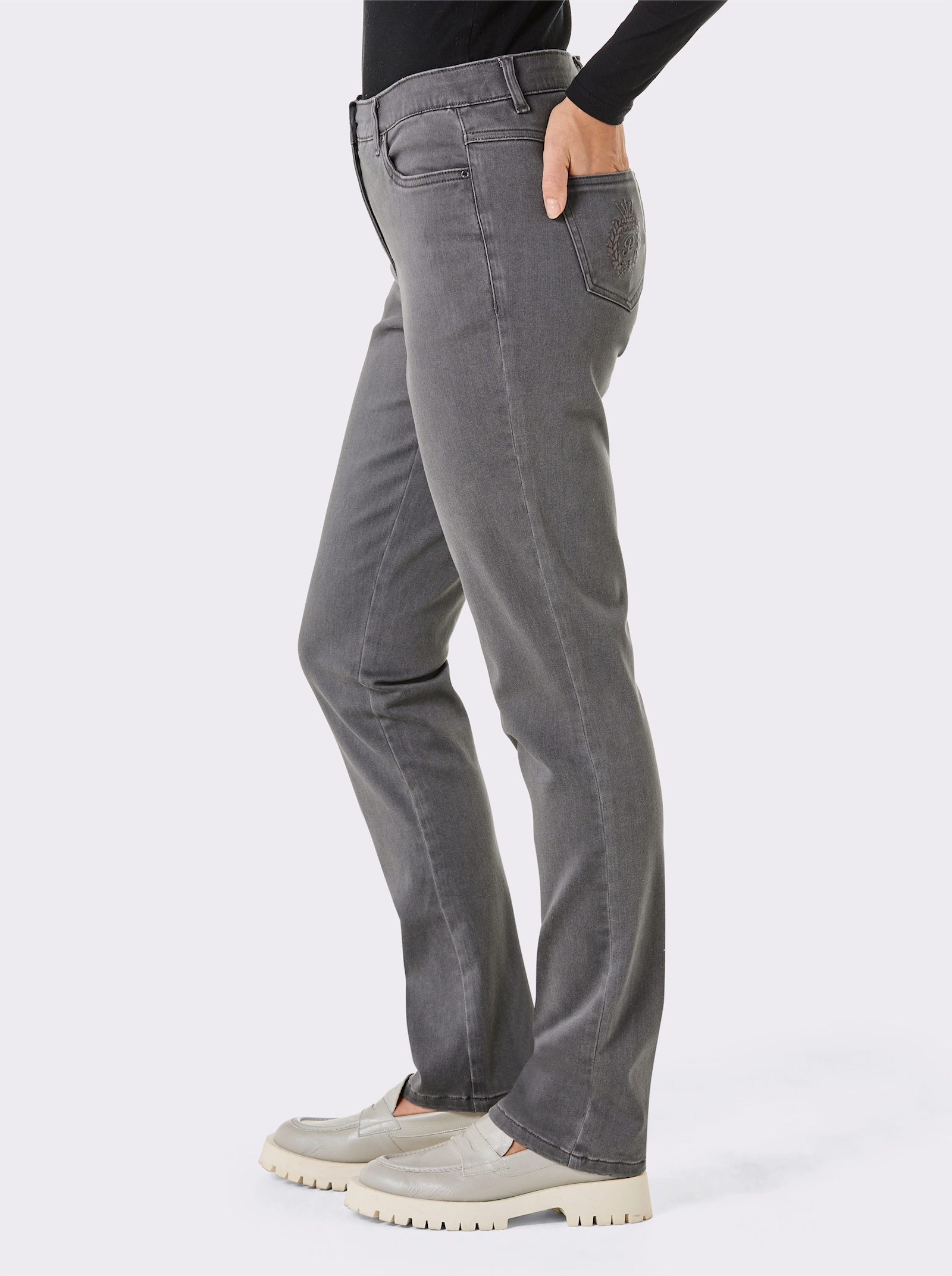 CREATION L PREMIUM 5-pocketjeans met comfortband - stone-grey-denim