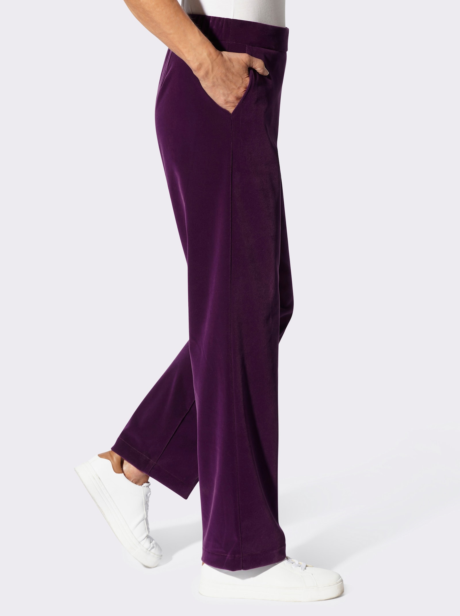 Samthose mit Dehnbund hinten - traube