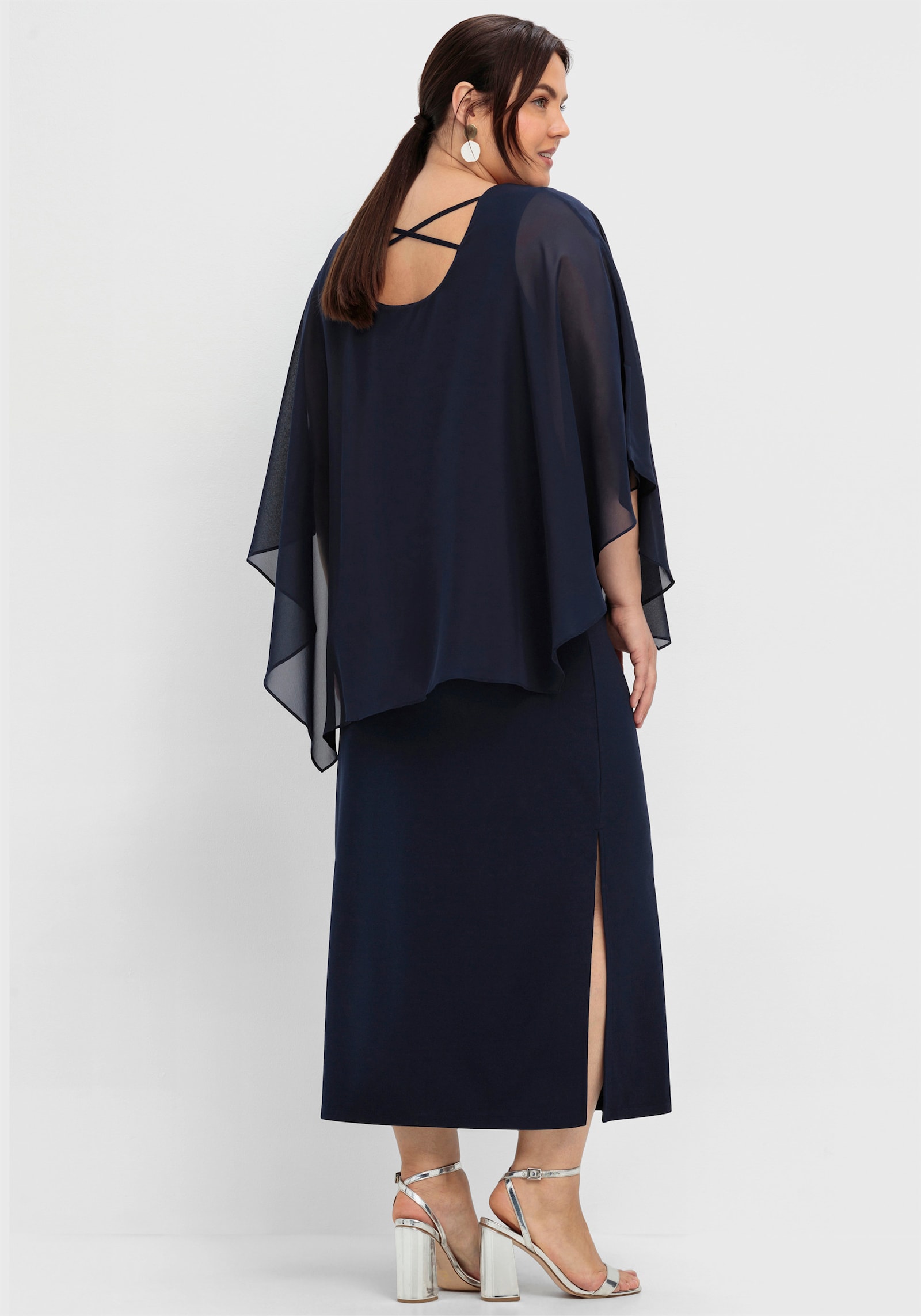 sheego Abendkleid mit Fledermausärmeln - marine