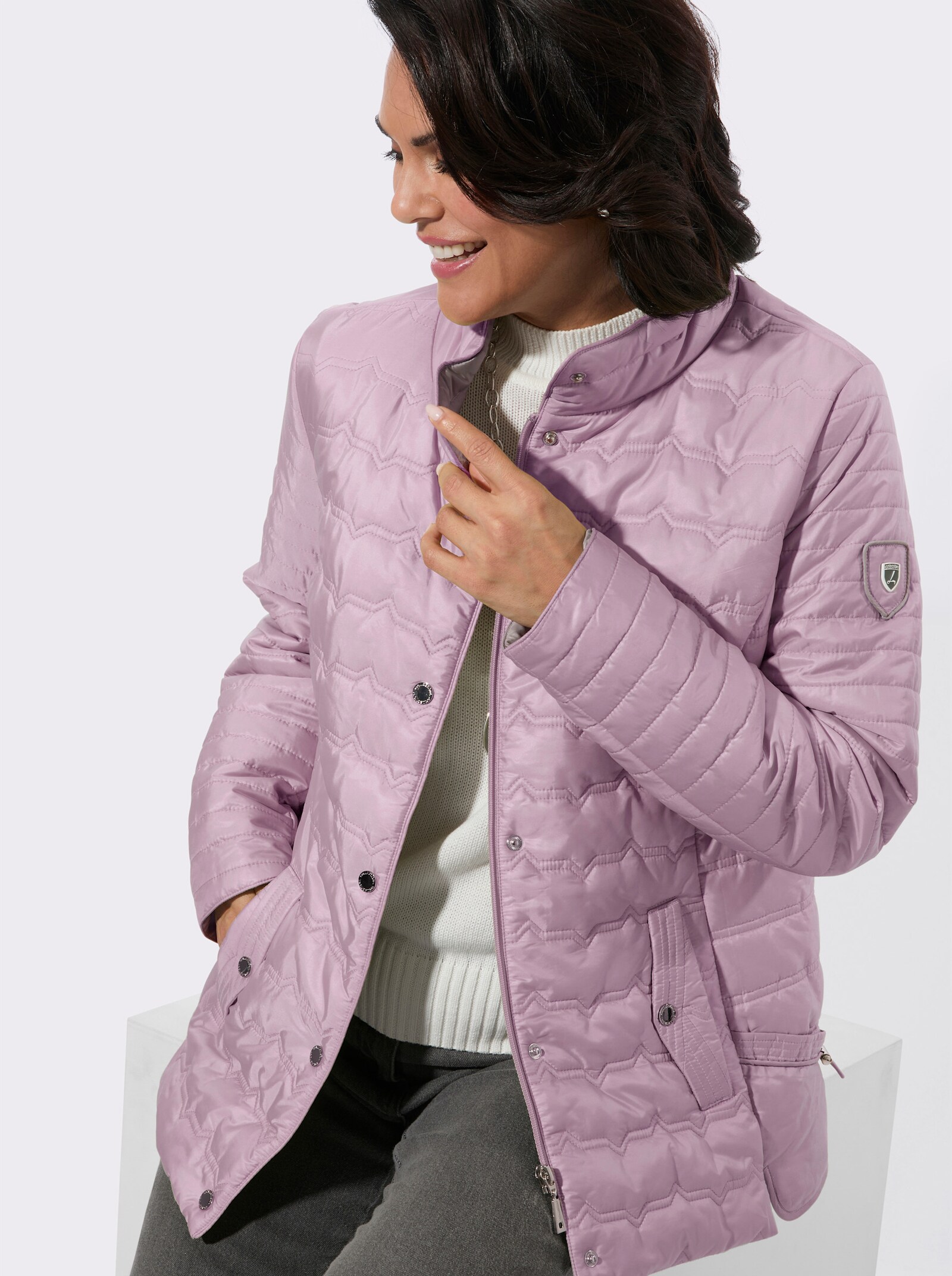 Steppjacke in kontrastreicher Verarbeitung - mauve