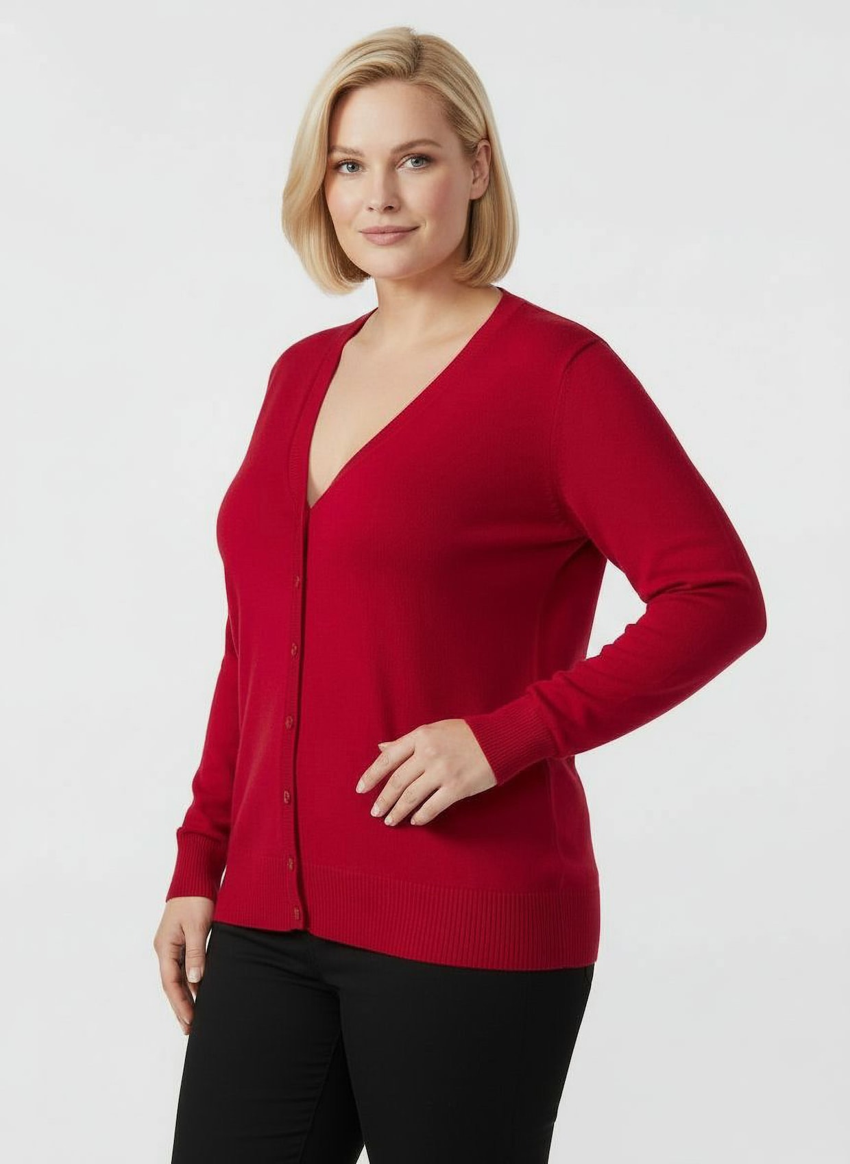 Strickjacke mit V-Ausschnitt - rot