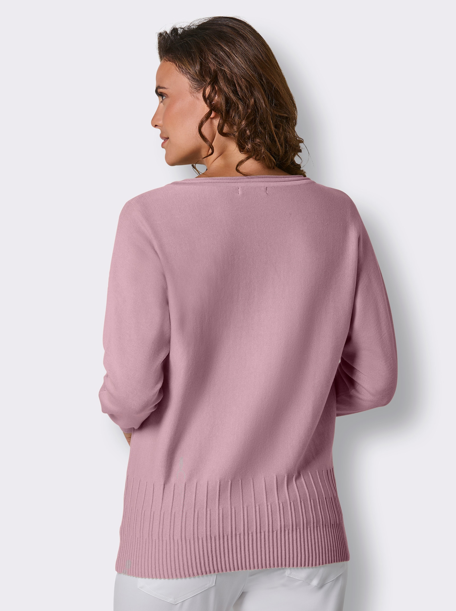 CREATION L PREMIUM Feinstrickjacke mit Fledermaus-Ärmeln - rosé