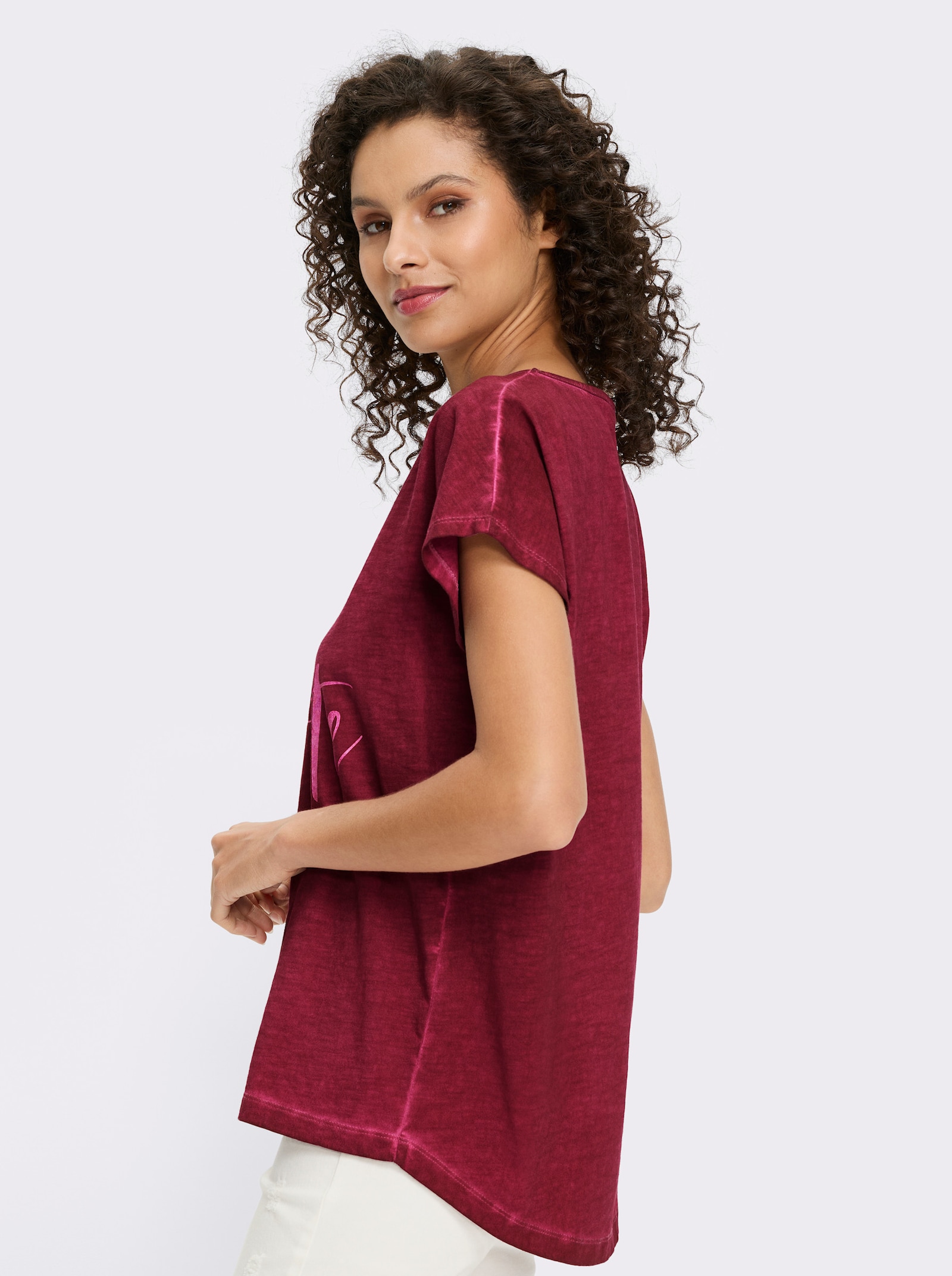 heine Print-Shirt mit Oil-dyed-Waschung - bordeaux