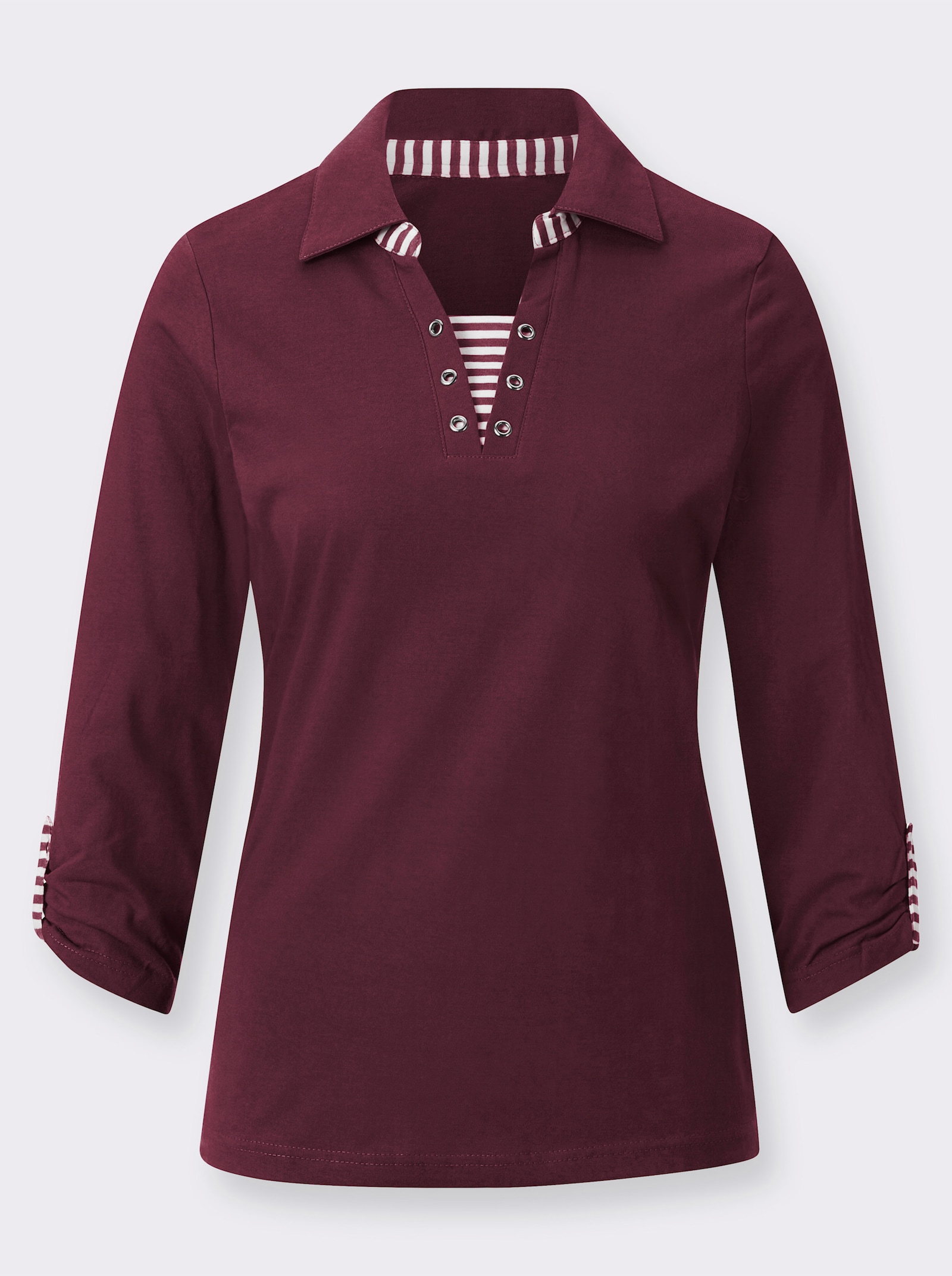 3/4-Arm-Shirt in 2-in-1-Optik - bordeaux