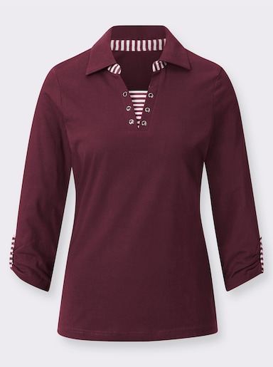 3/4-Arm-Shirt in 2-in-1-Optik - bordeaux