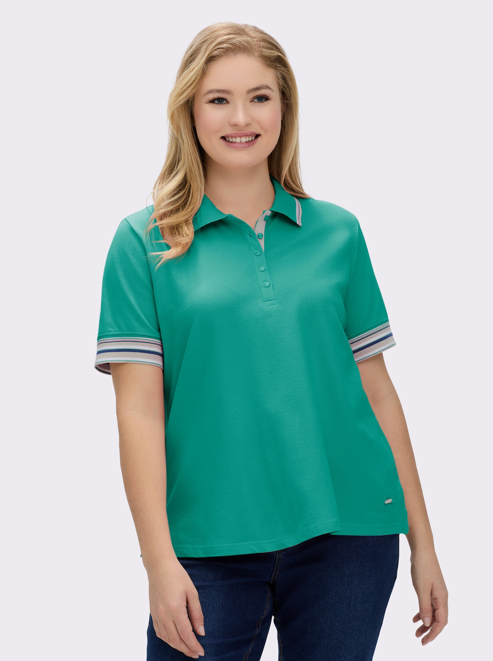 Poloshirt in Pikee-Qualität - smaragd