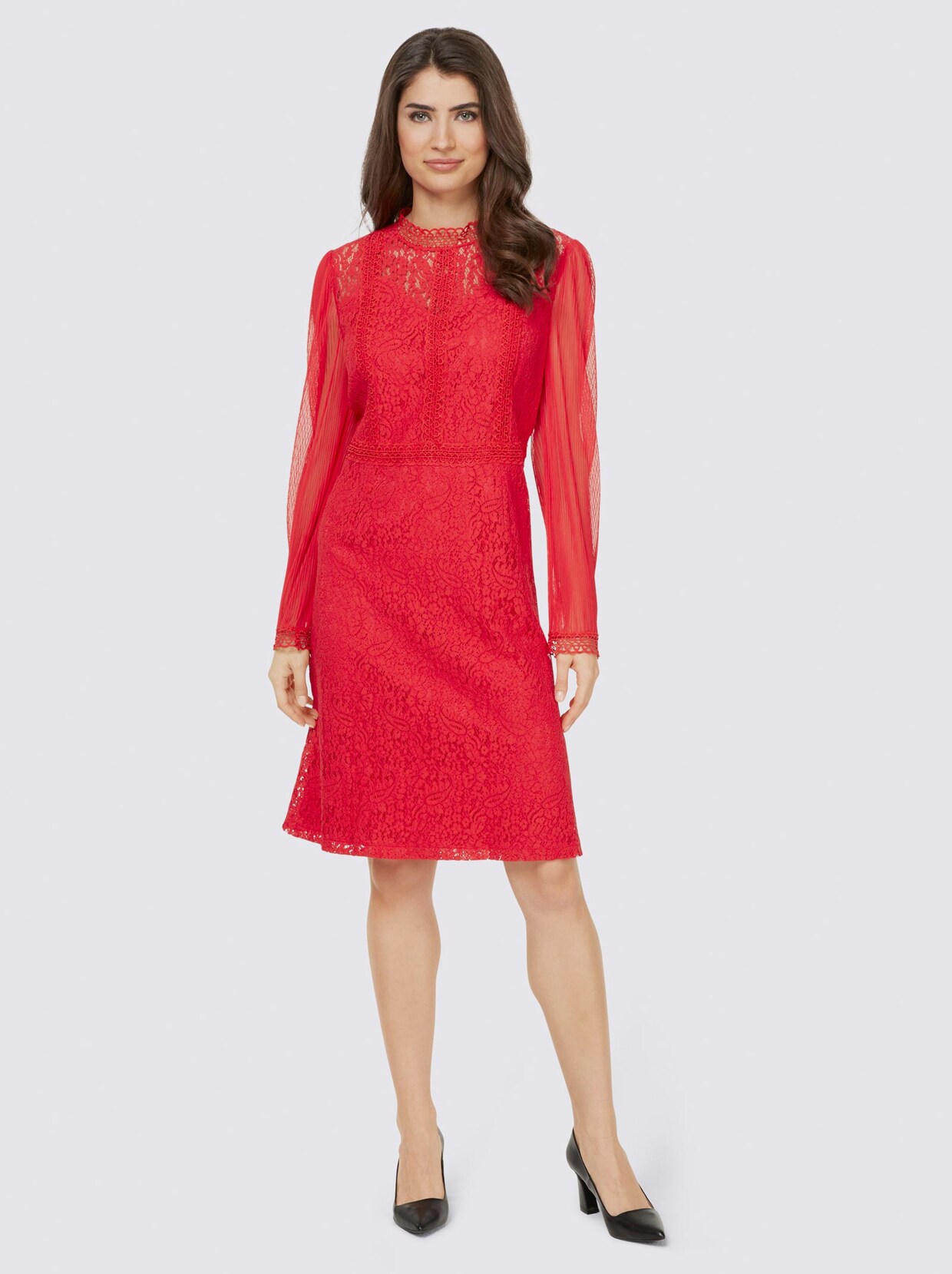 Ashley Brooke Spitzen-Kleid - rot