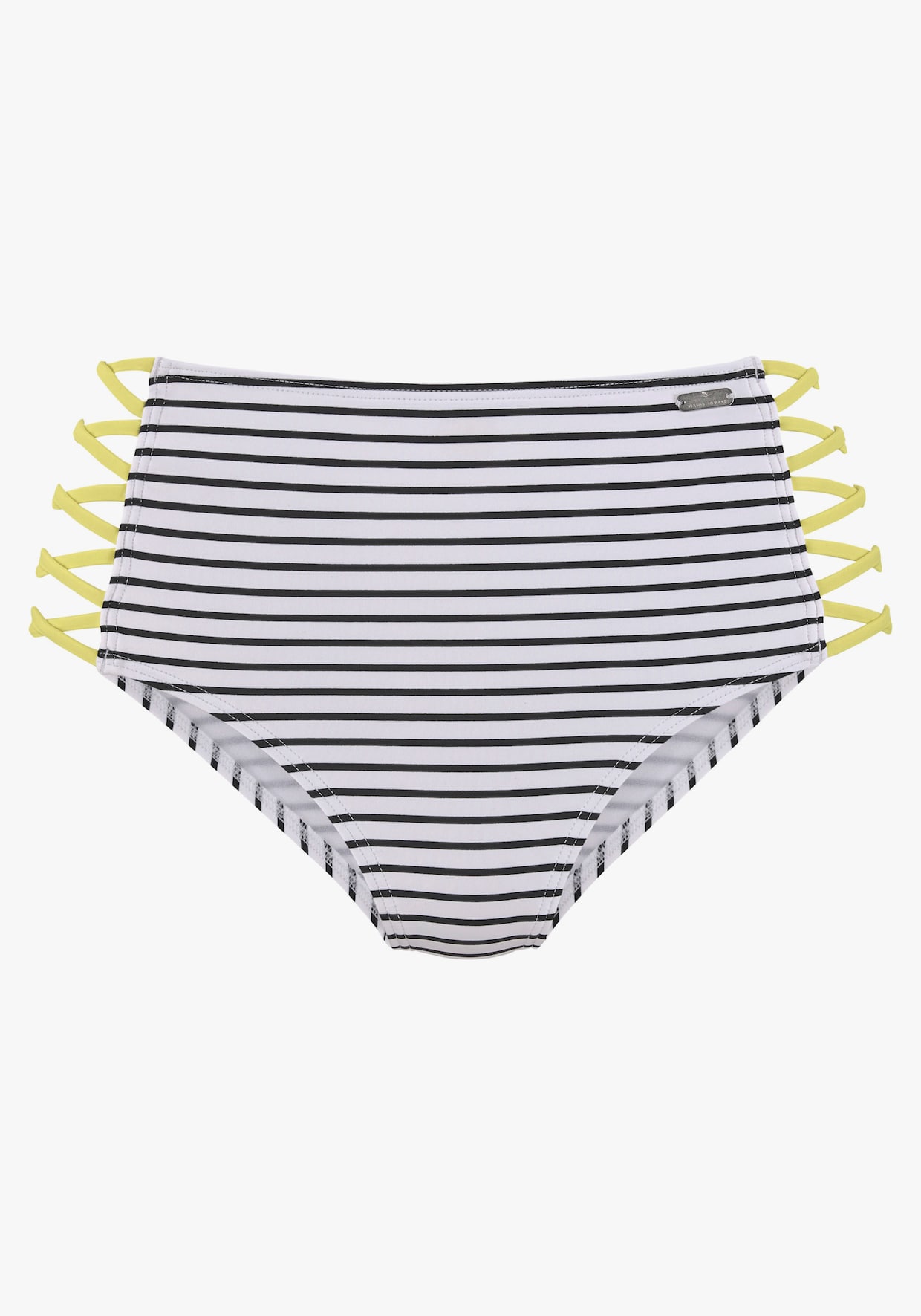 Venice Beach Highwaist bikinibroekje - zwart/wit/limoen