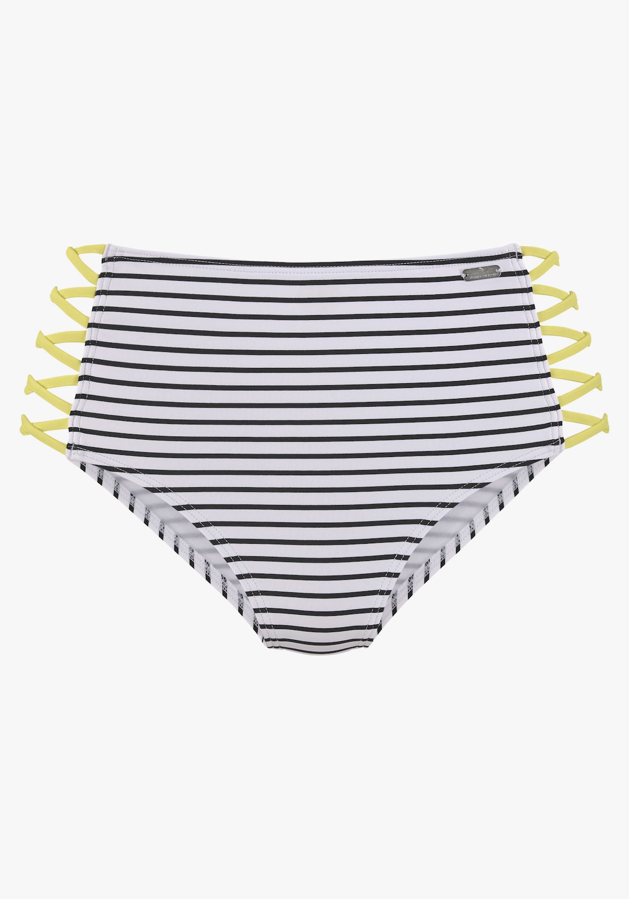 Venice Beach Bas de maillot de bain taille haute - noir-blanc-citron vert