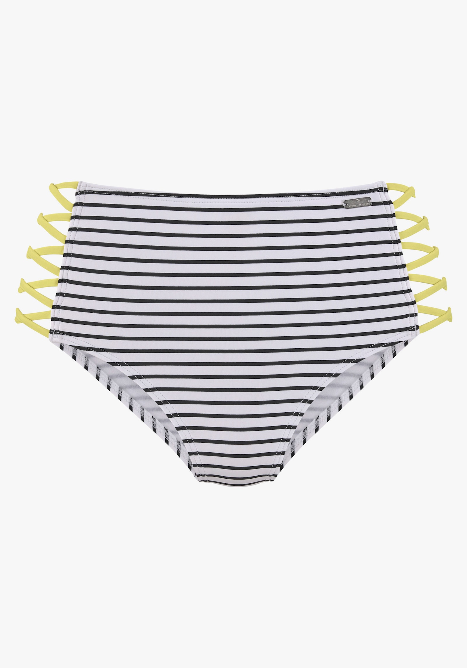 Venice Beach Highwaist-Bikini-Hose - schwarz-weiß-limette