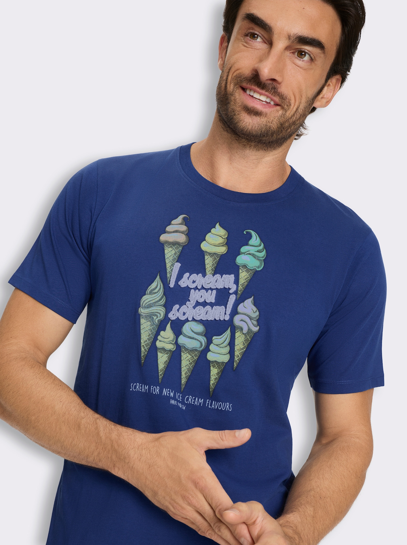 Hajo Kurzarmshirt mit Eiswaffel-Print, von Hajo - royalblau-bedruckt