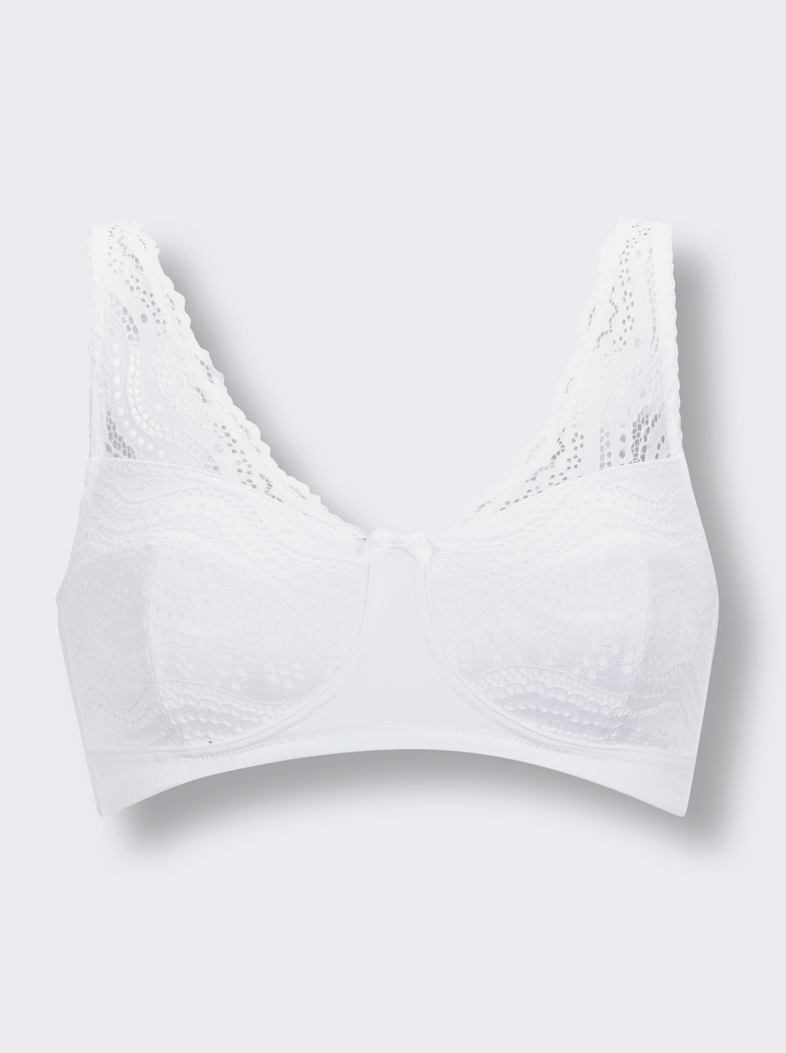 wäschepur BH ohne Bügel mit elastischer Spitze - weiß