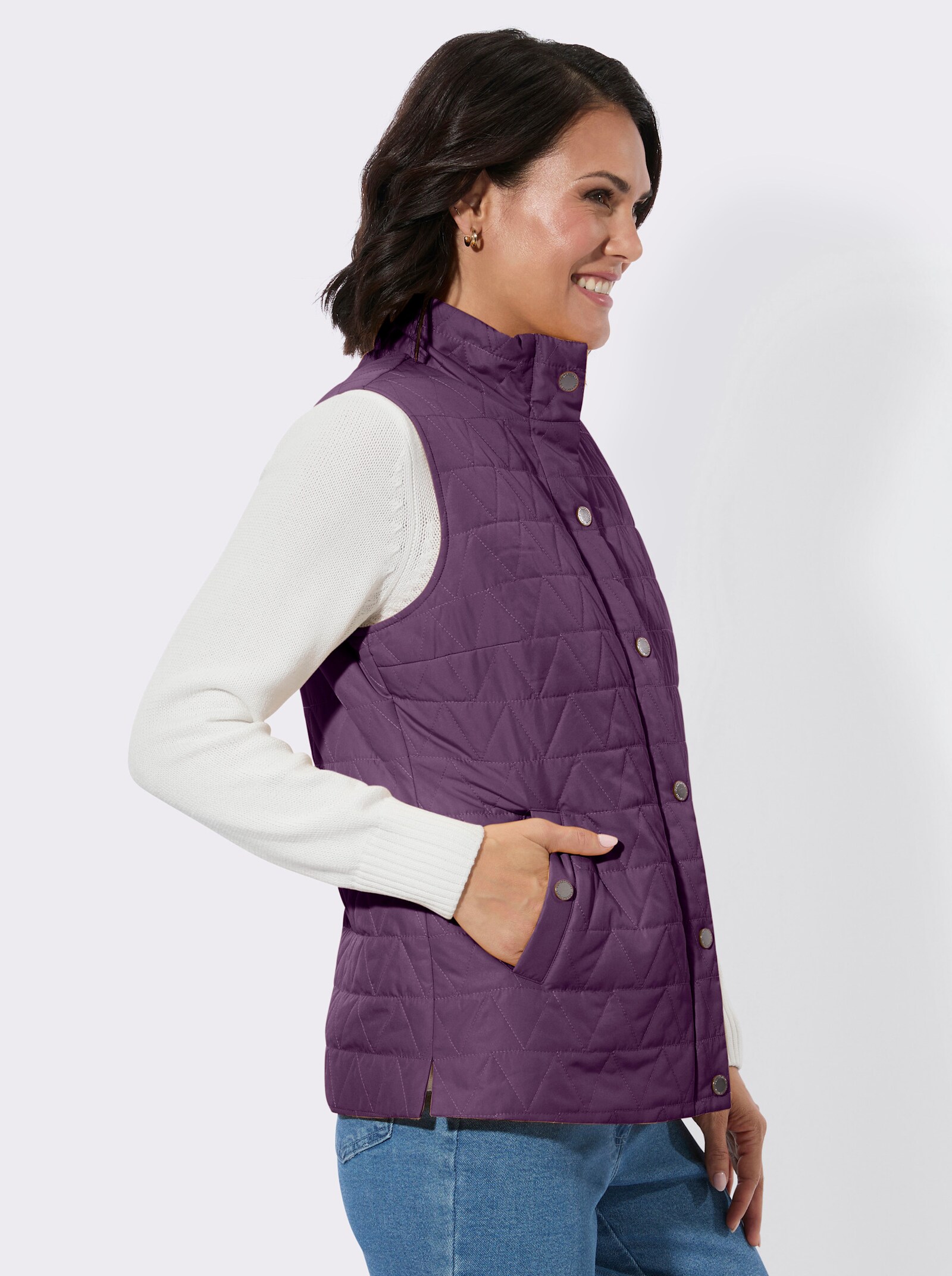 Steppweste mit Stehkragen - traube