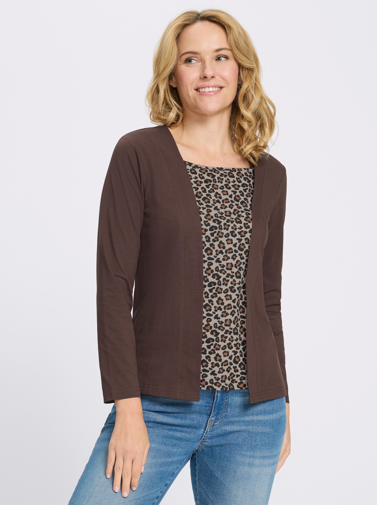 2-in-1-Shirt mit Animal-Print - schoko