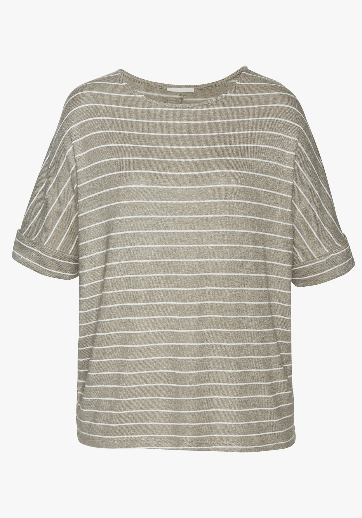 LASCANA Shirt met ronde hals - kaki gestreept