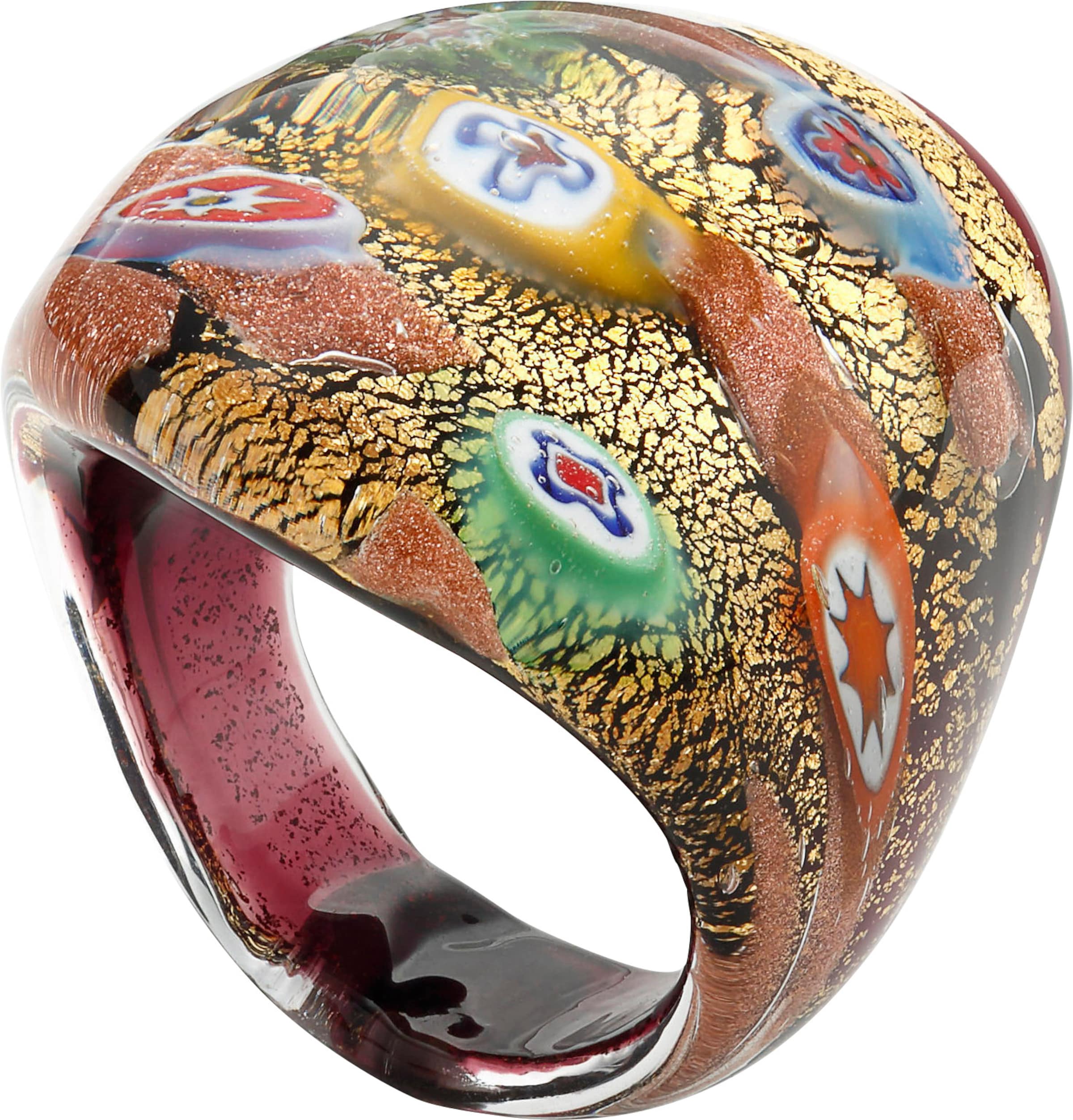 Breite Farbe günstig Kaufen-Ring in goldfarben von heine. Ring in goldfarben von heine <![CDATA[Faszinierender Ring aus handgefertigtem Murano-Glas mit Goldplattierung – jedes Stück fällt individuell aus. Breite ca. 2,6 cm. Mit Echtheitszertifikat.]]>. 