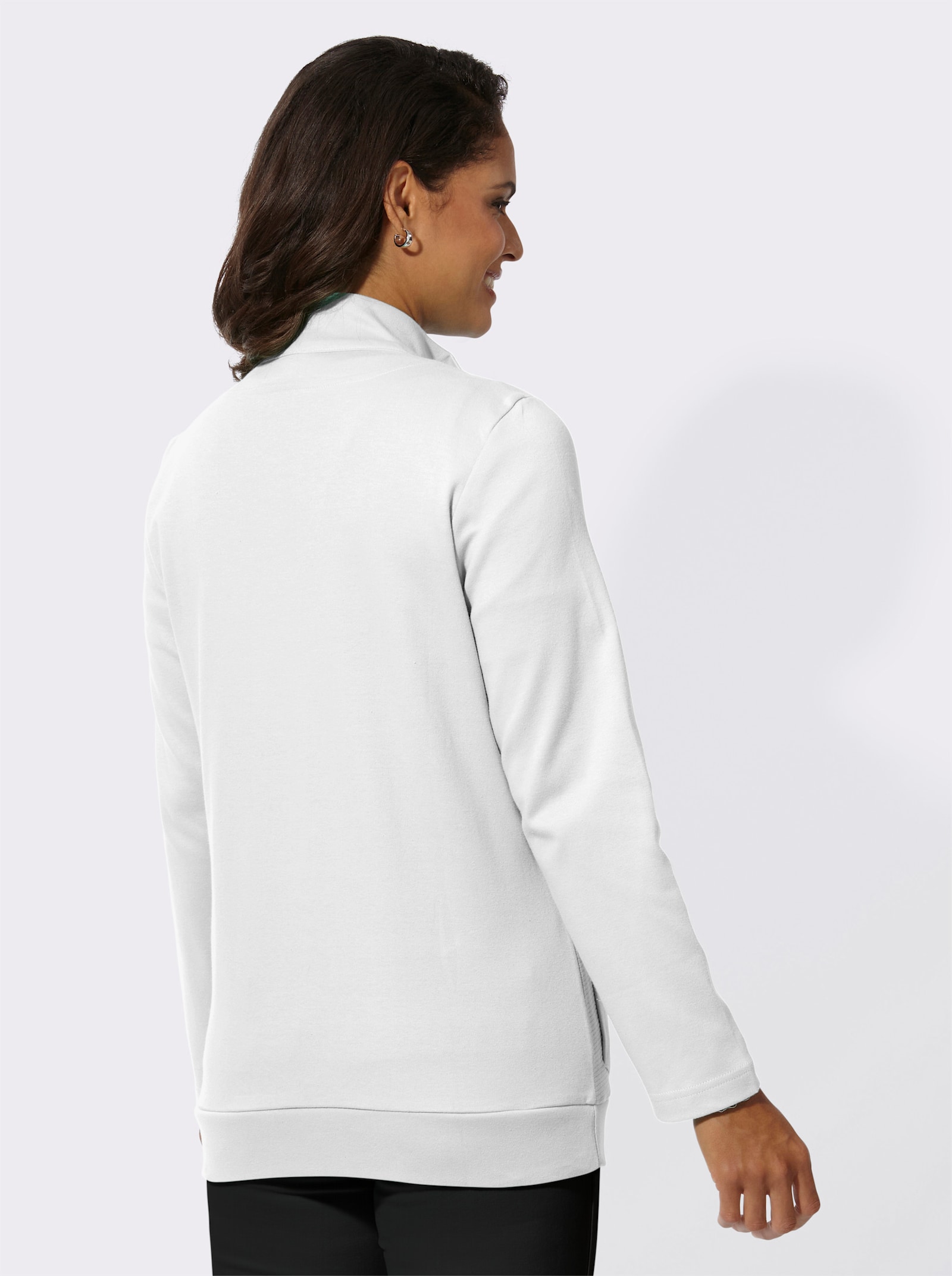 Shirtblazer mit horizontaler Ripp-Struktur - weiß