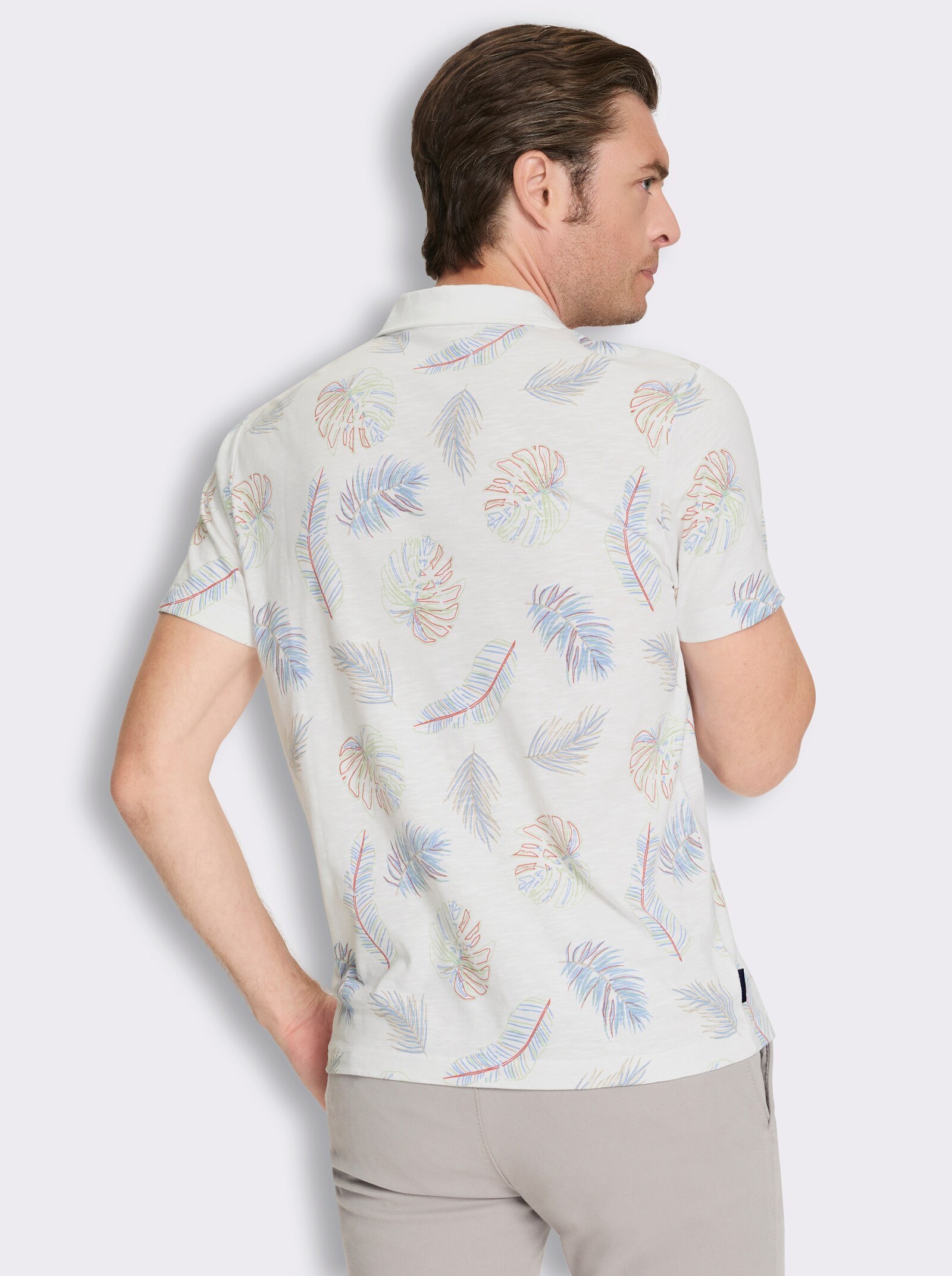 Marco Donati Kurzarmshirt mit exotischem Dessin - weiß-bedruckt