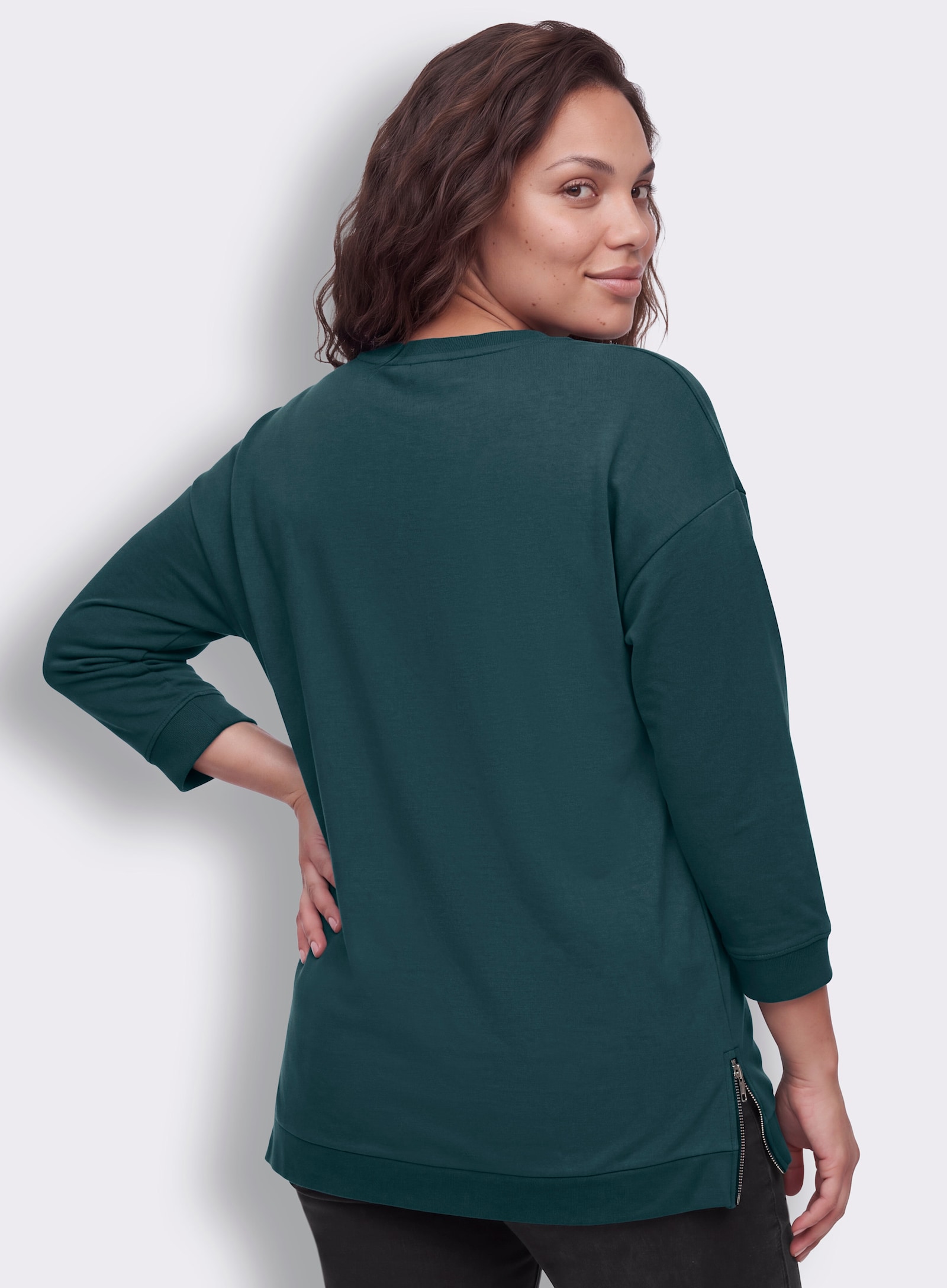 sheego Sweatshirt in Longform - aquapetrol