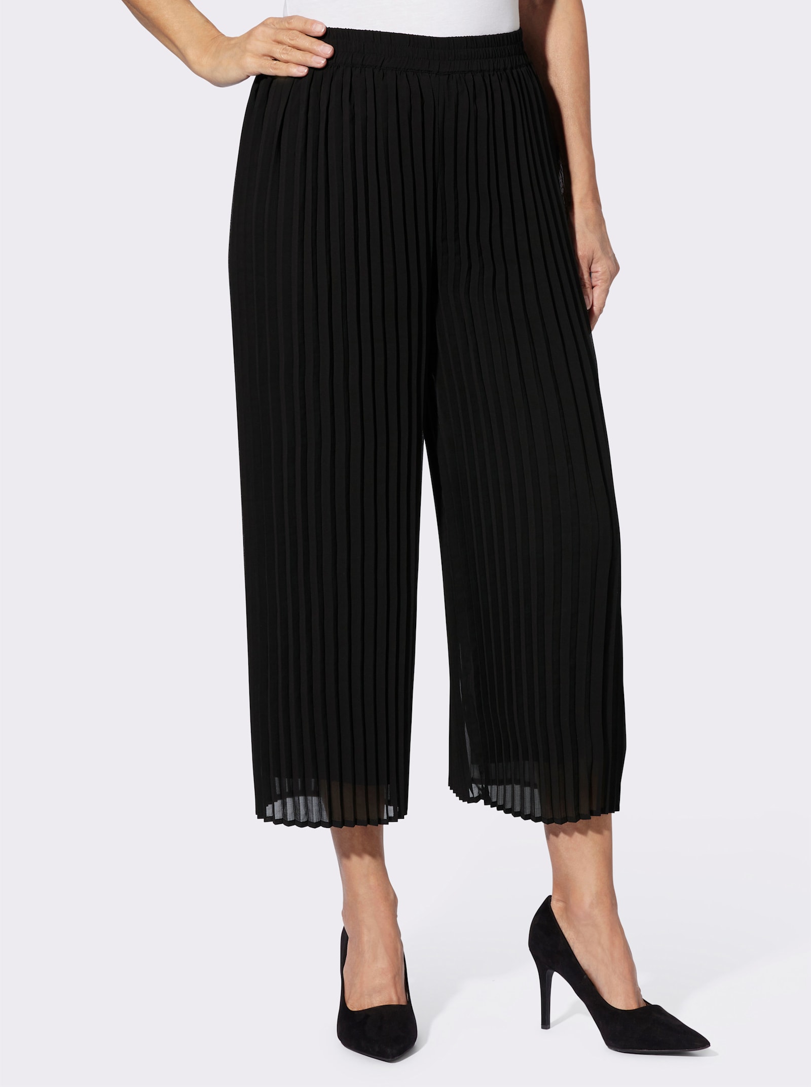 Schlupfhose in Plissee-Qualität - schwarz