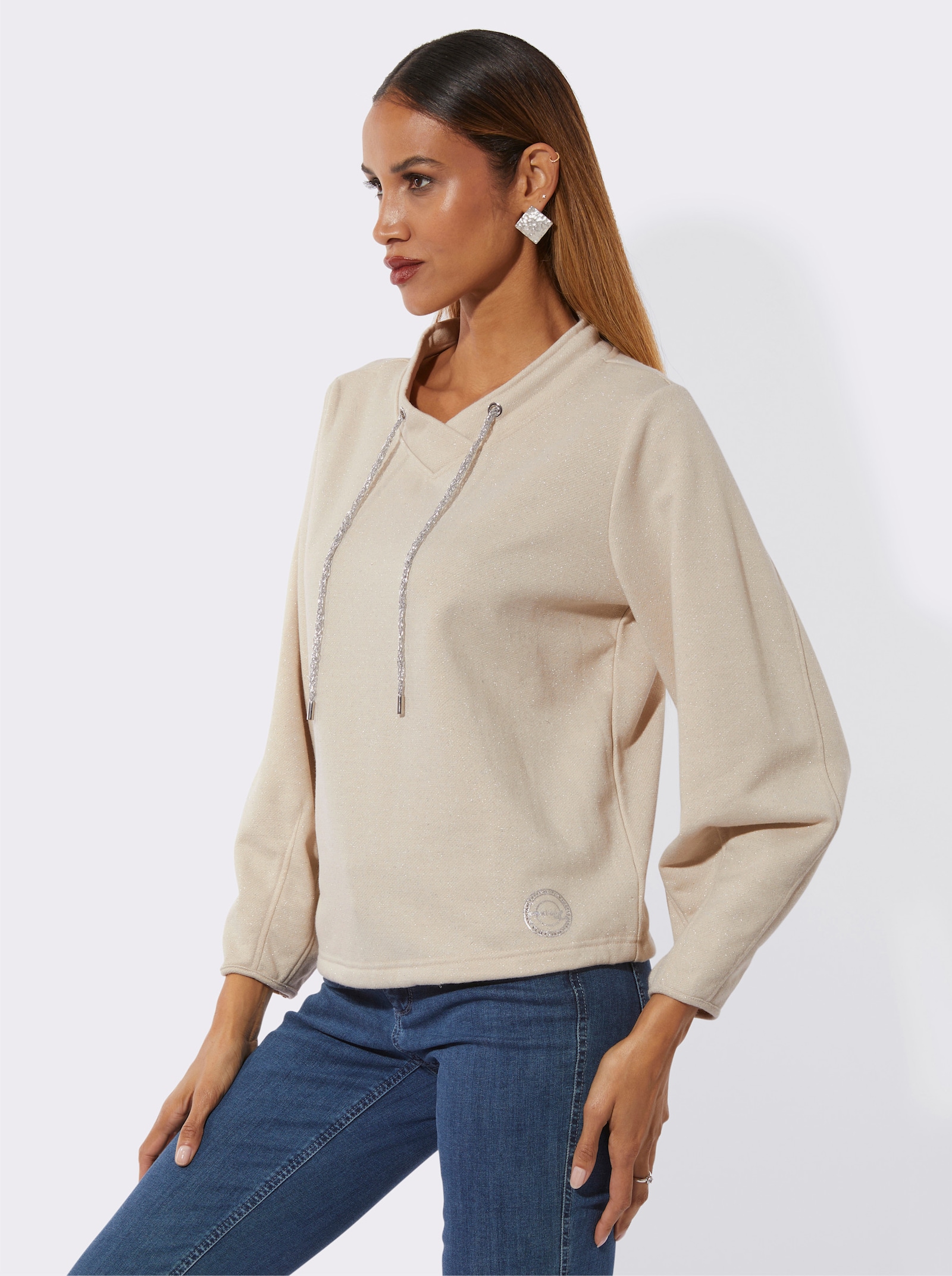 Sweatshirt mit Ballon-Ärmeln - sand-silberfarben