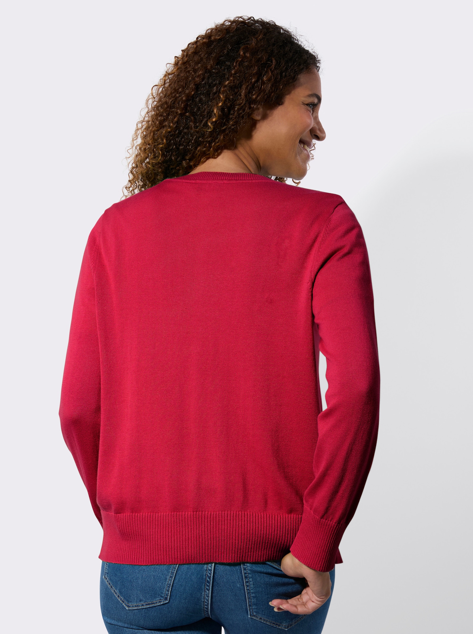 Kardigán s rebrovanými zakončeniami - červená