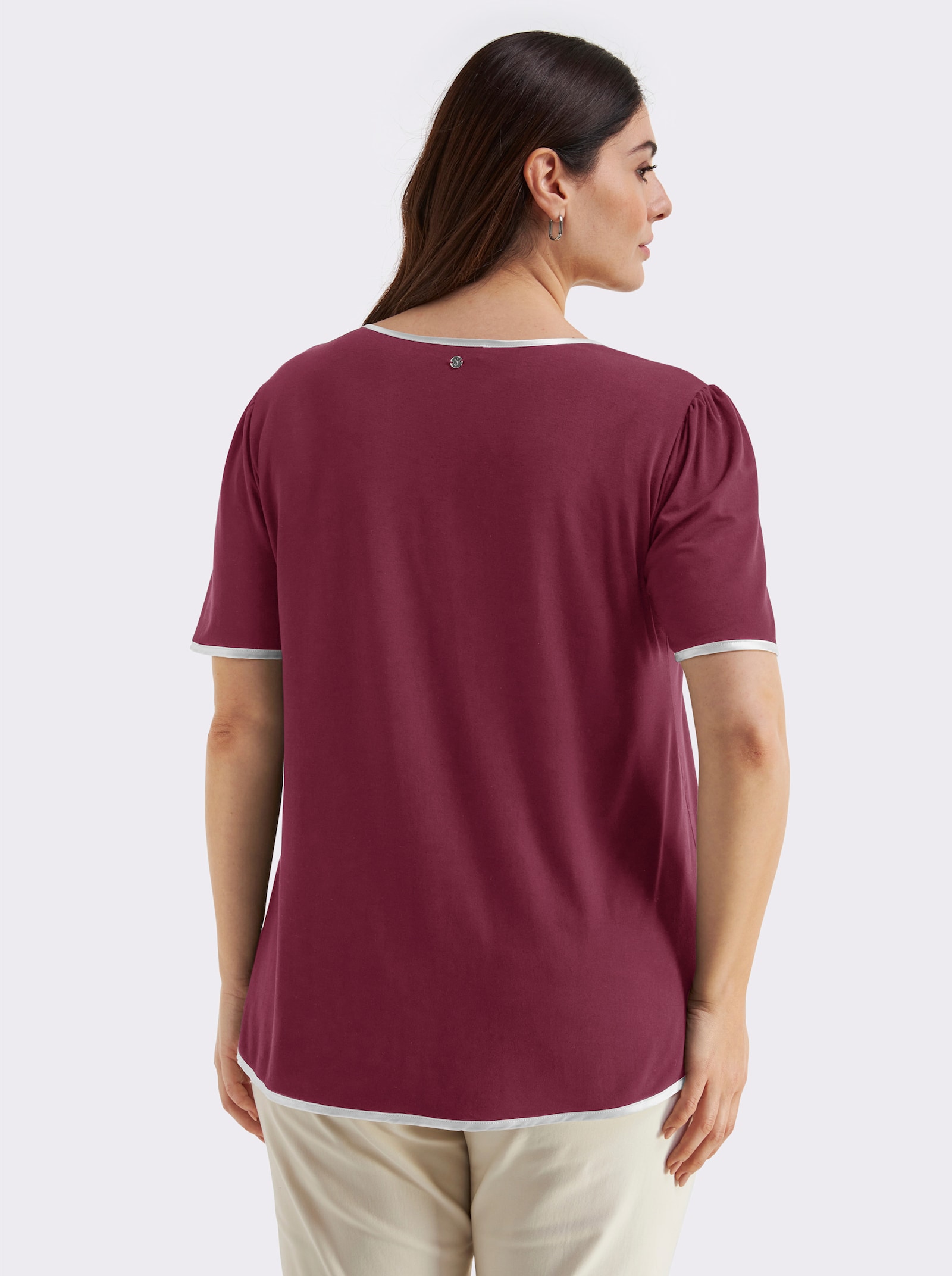 sheego Shirt in licht uitlopend model - bordeaux/zwart