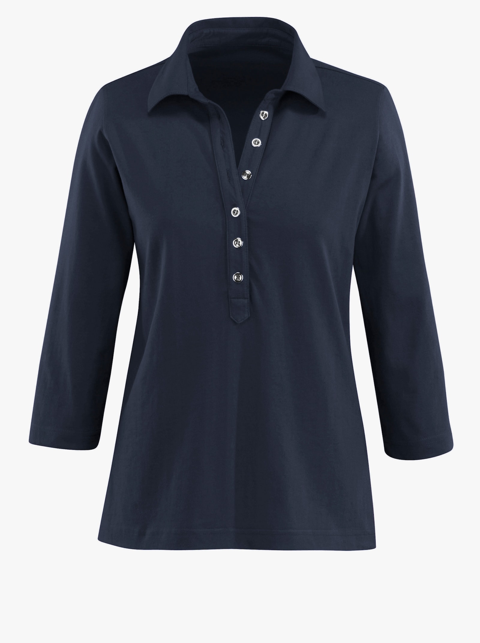 Poloshirt met lange knoopsluiting - marine