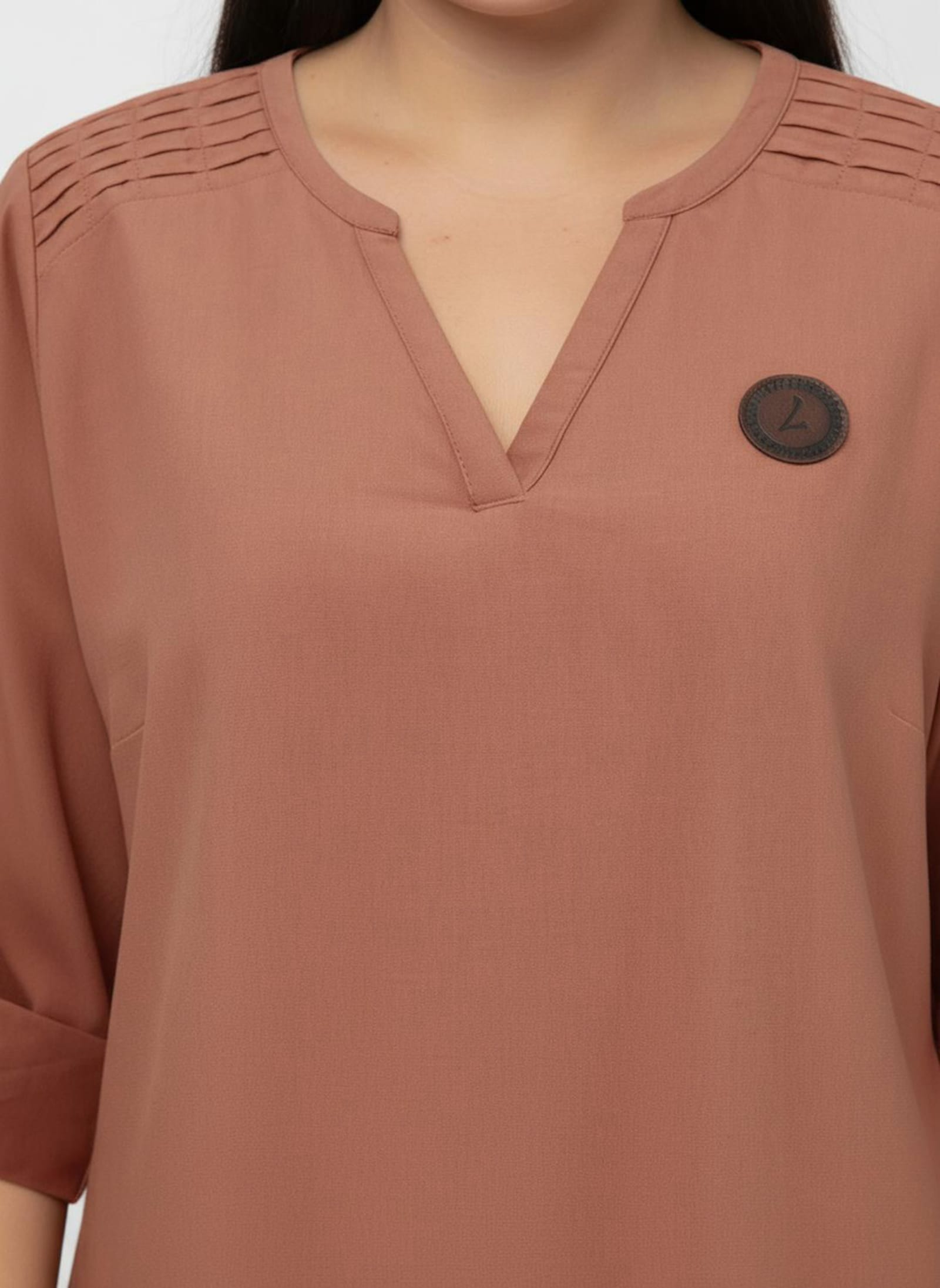 Jeanstunika mit Biesenverzierung - papaya