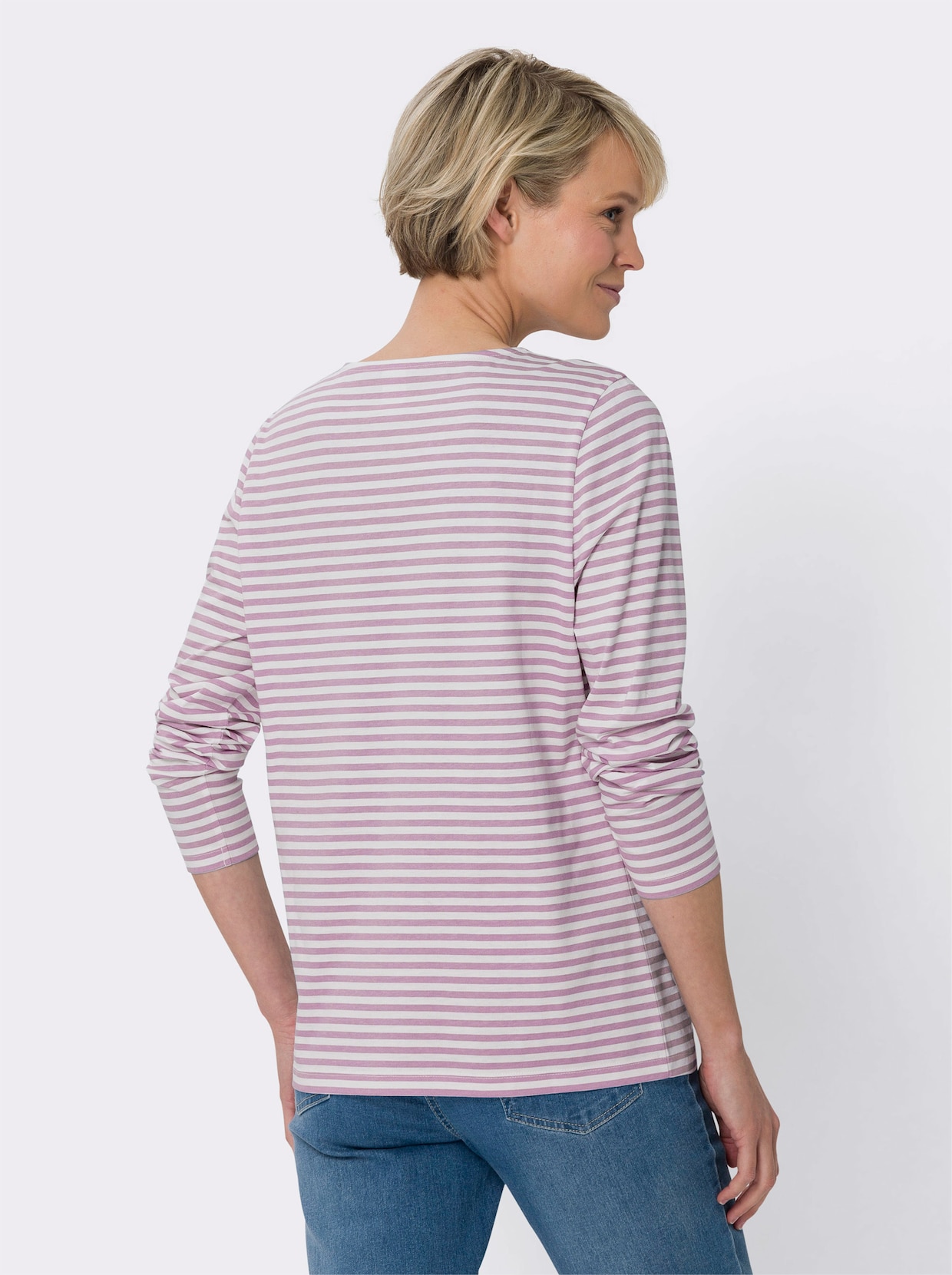 Streepjesshirt - roze/ecru gestreept