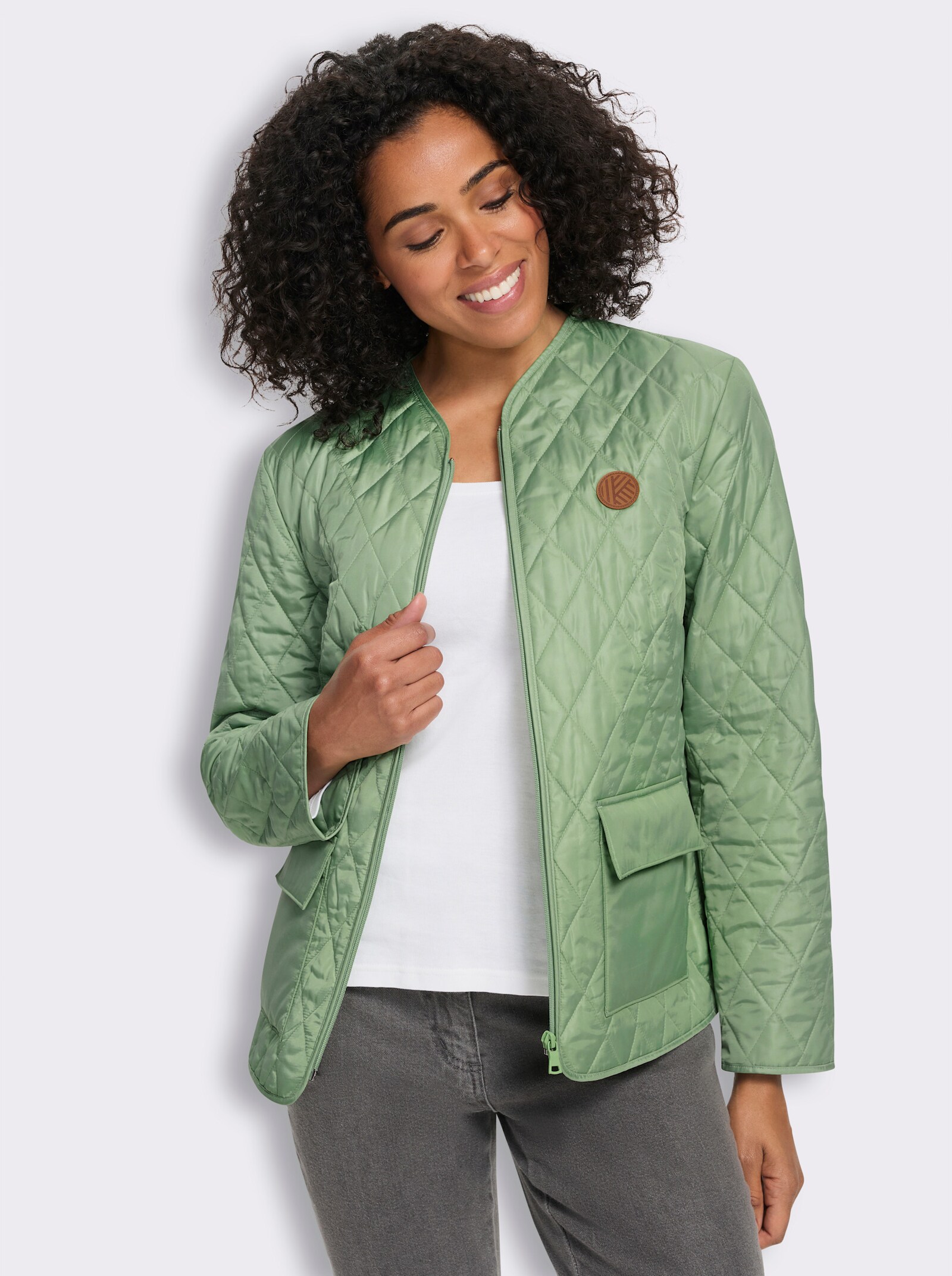 Steppjacke mit V-Ausschnitt - eucalyptus