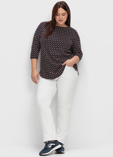 sheego 3/4-Arm-Shirt - tiefblau-gemustert