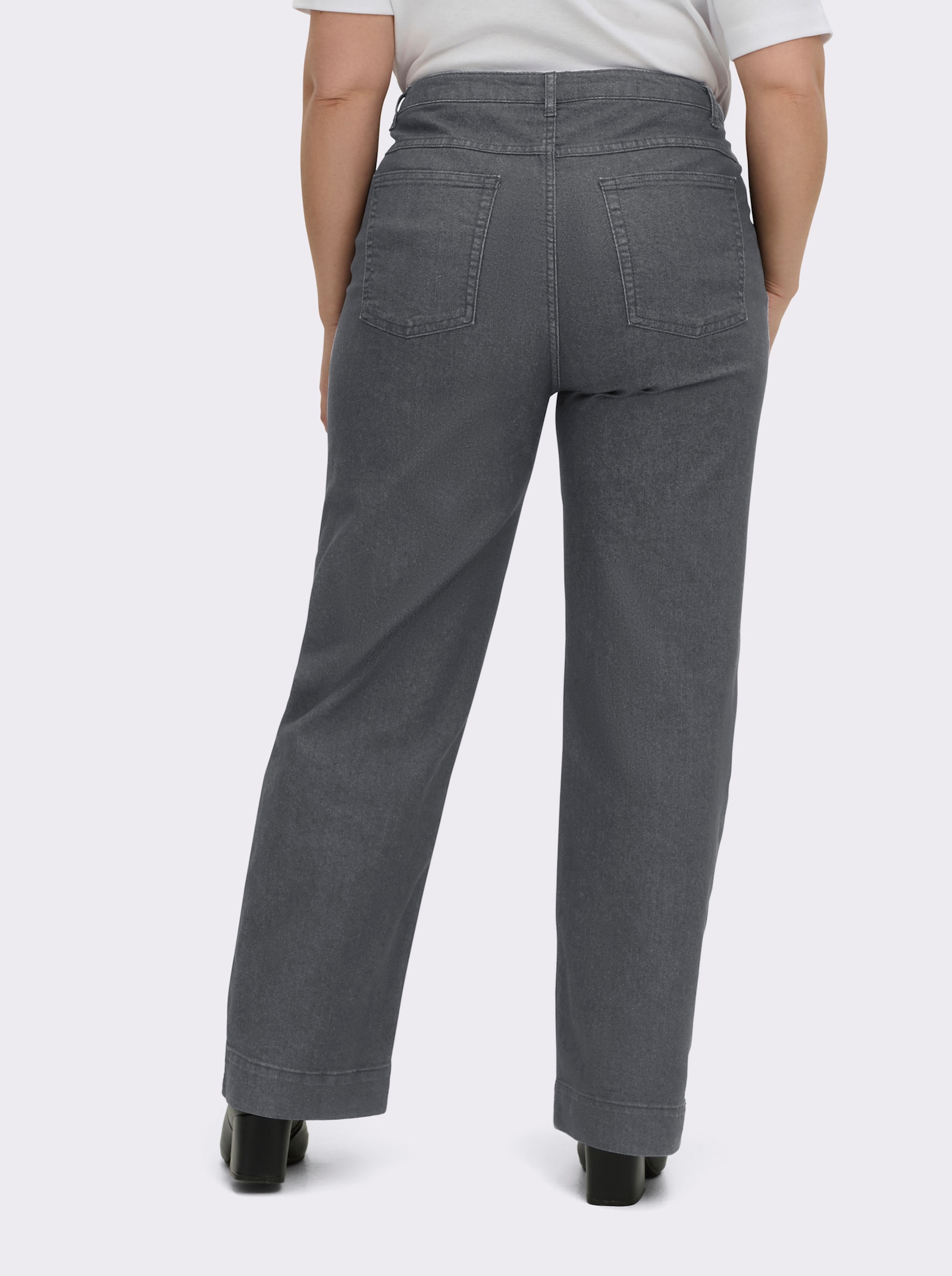 Jeans mit weitem Bein - stone-grey-denim