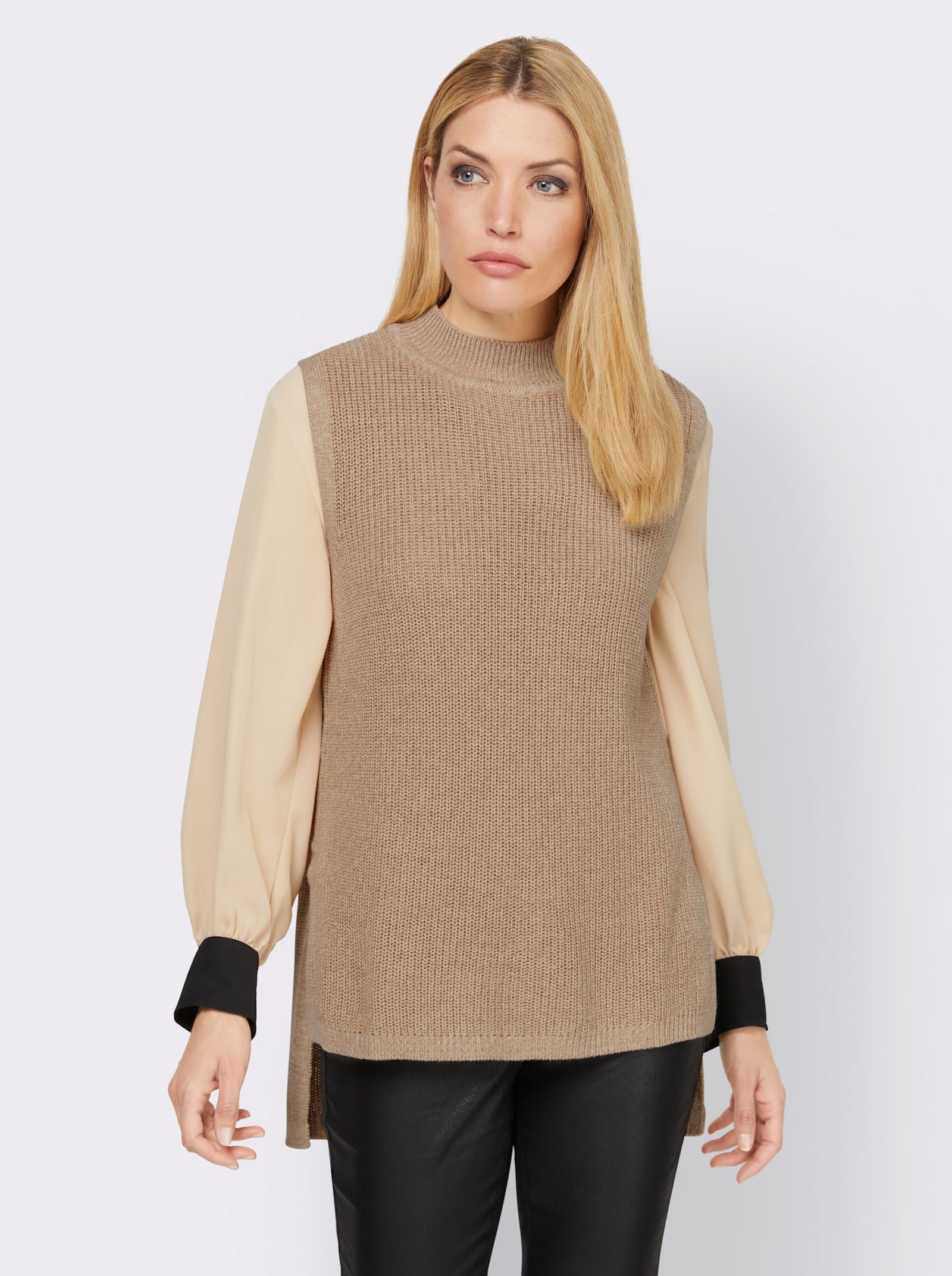 heine Pullunder mit hohen Seitenschlitzen - beige-meliert