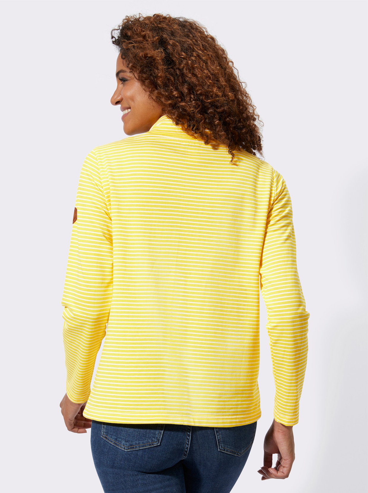 Sweatshirt - zonnegeel/wit gestreept