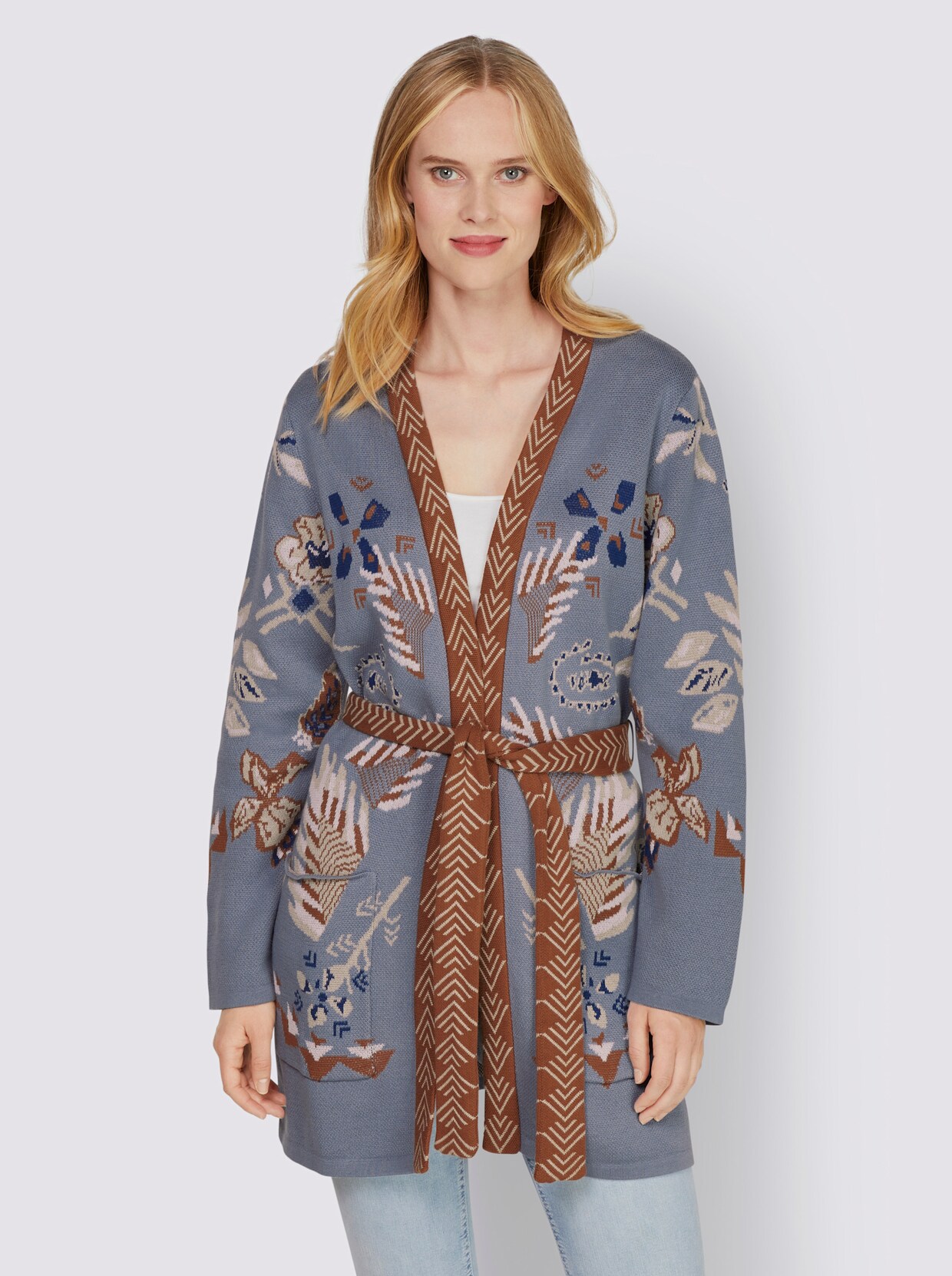 heine Strickjacke - taubenblau-gemustert