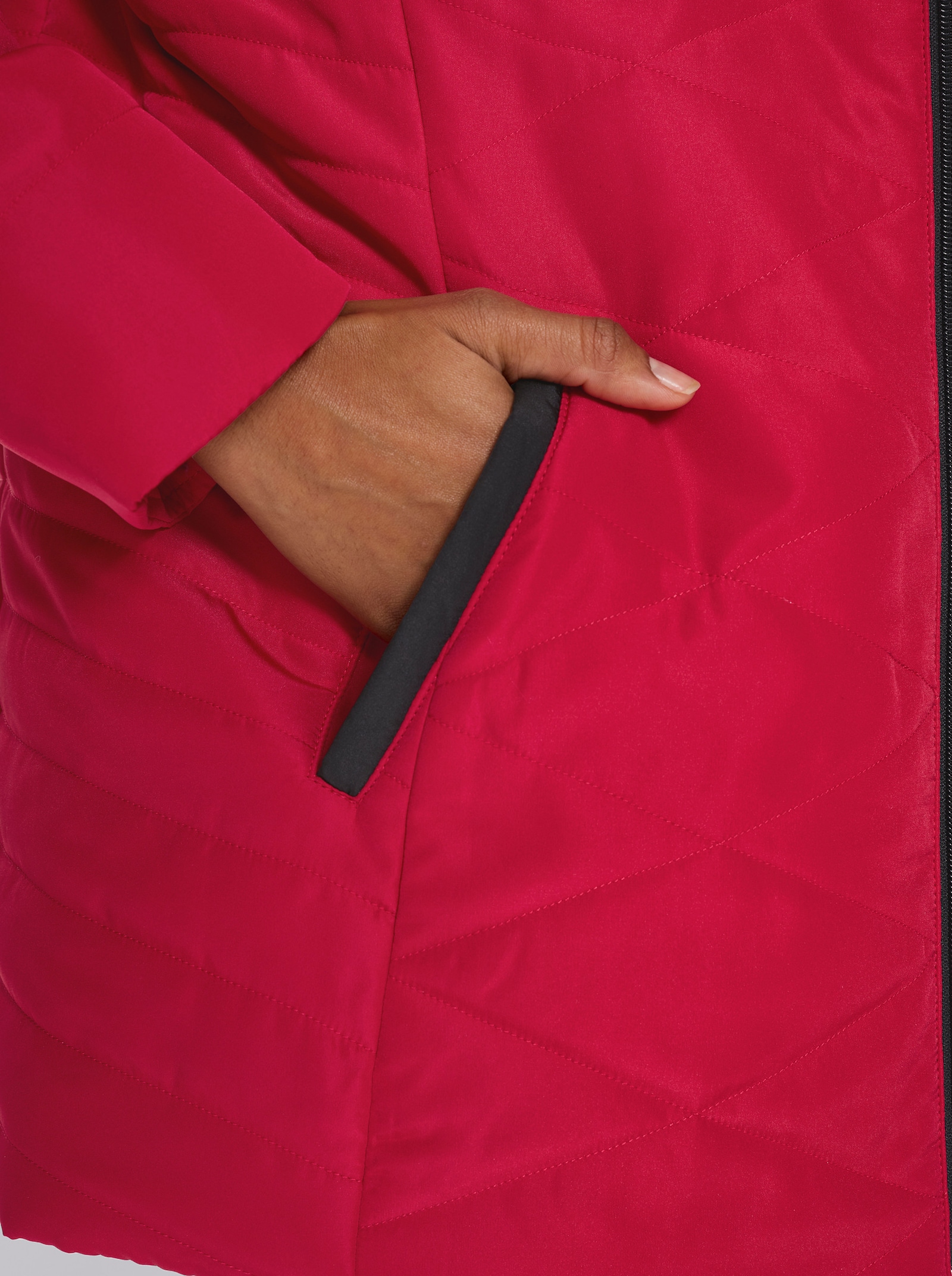 Gewatteerde jas met ruitstiksels - rood