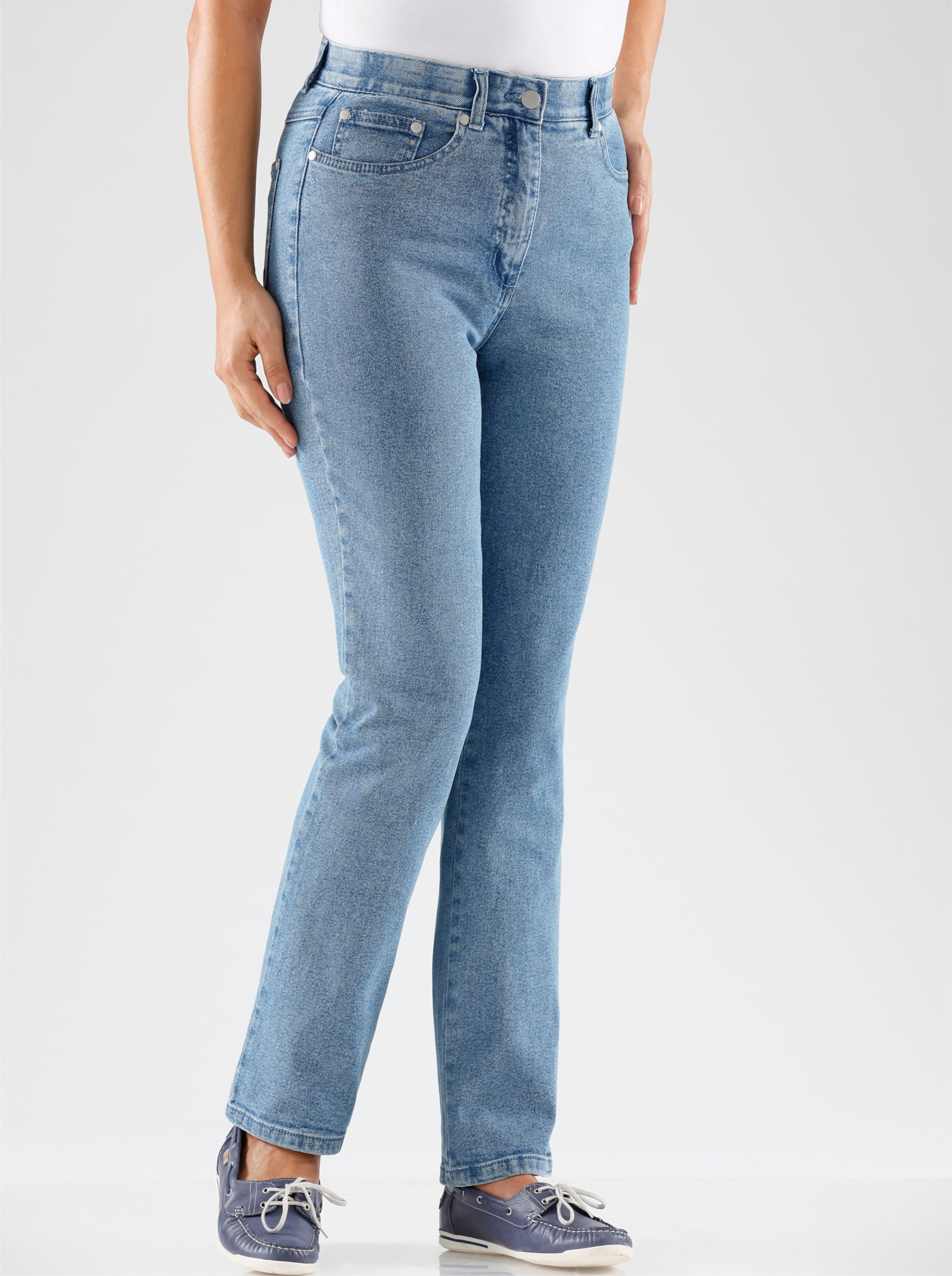 Witt Damen 5-Pocket-Jeans, blue-bleached