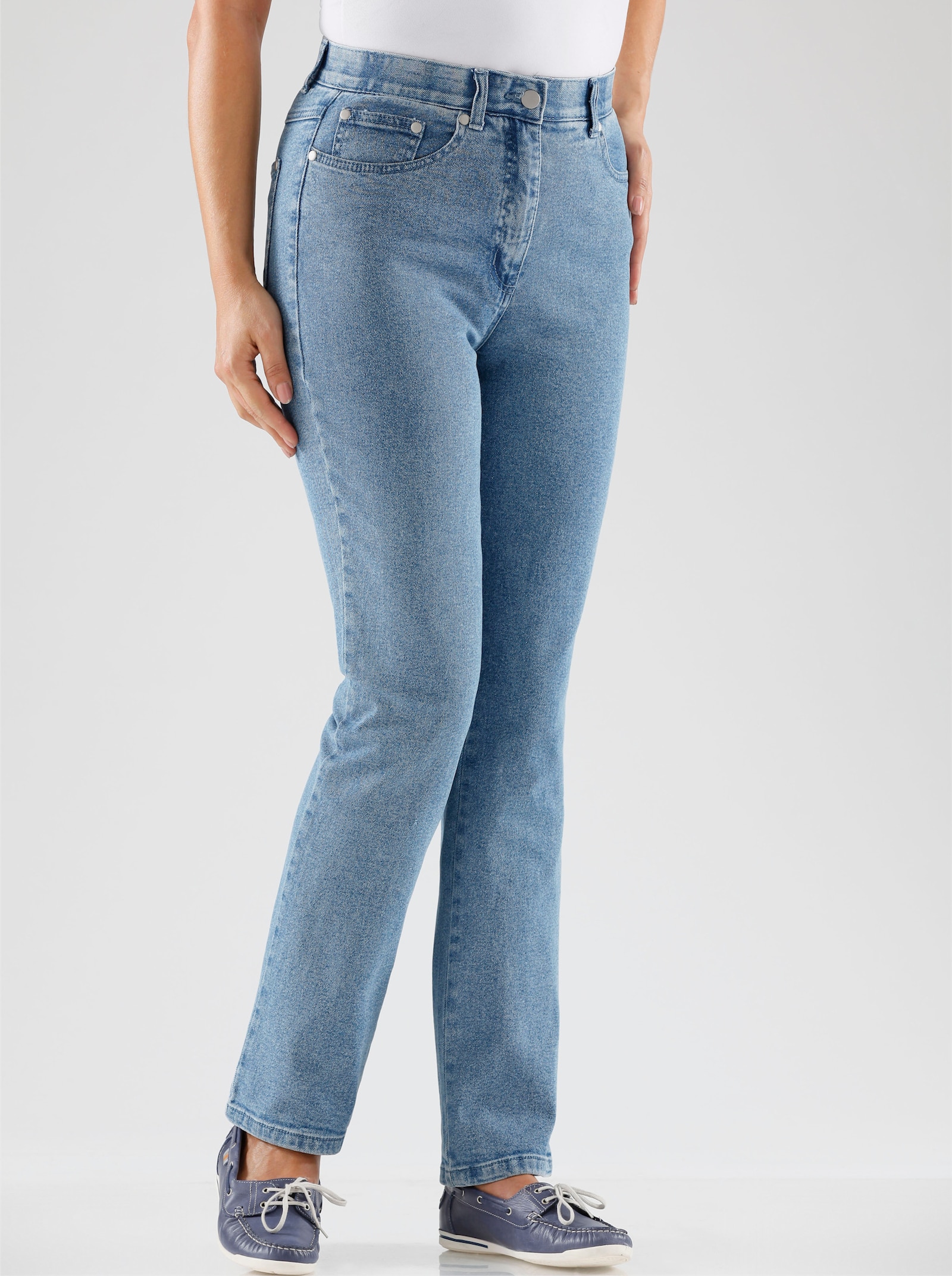 5-Pocket-Jeans mit innenliegendem Dehnbund - blue-bleached