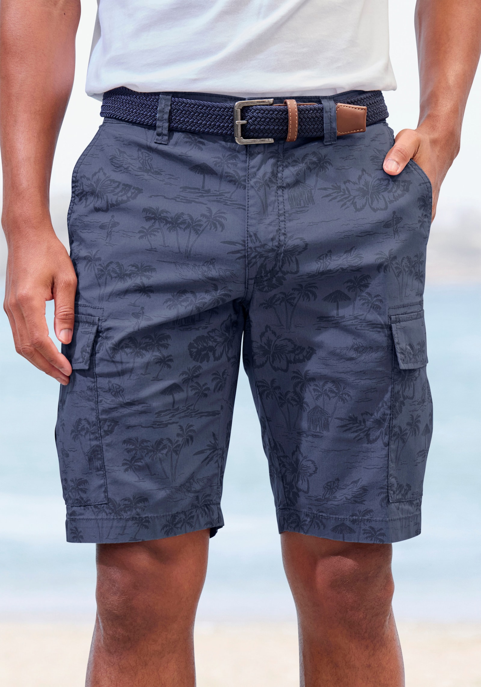John Devin Cargoshorts - blau bedruckt