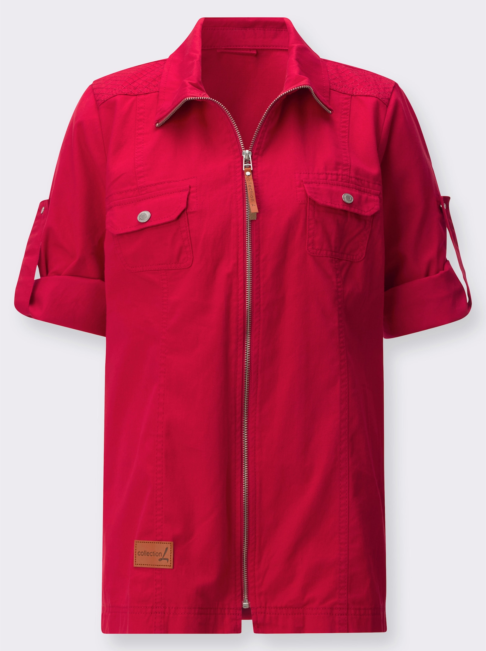 Blusenjacke mit Brust-Klappentaschen - rot