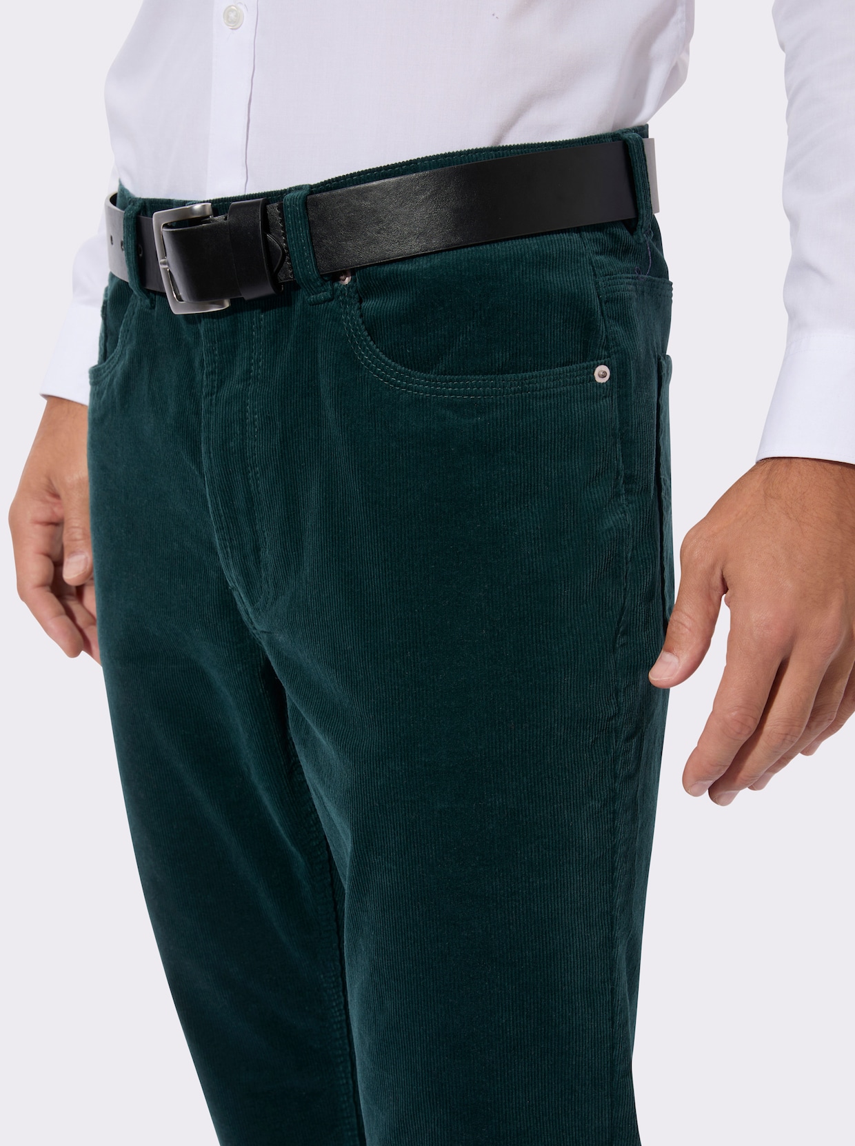 Cordhose aus Baumwoll-Stretch - petrol