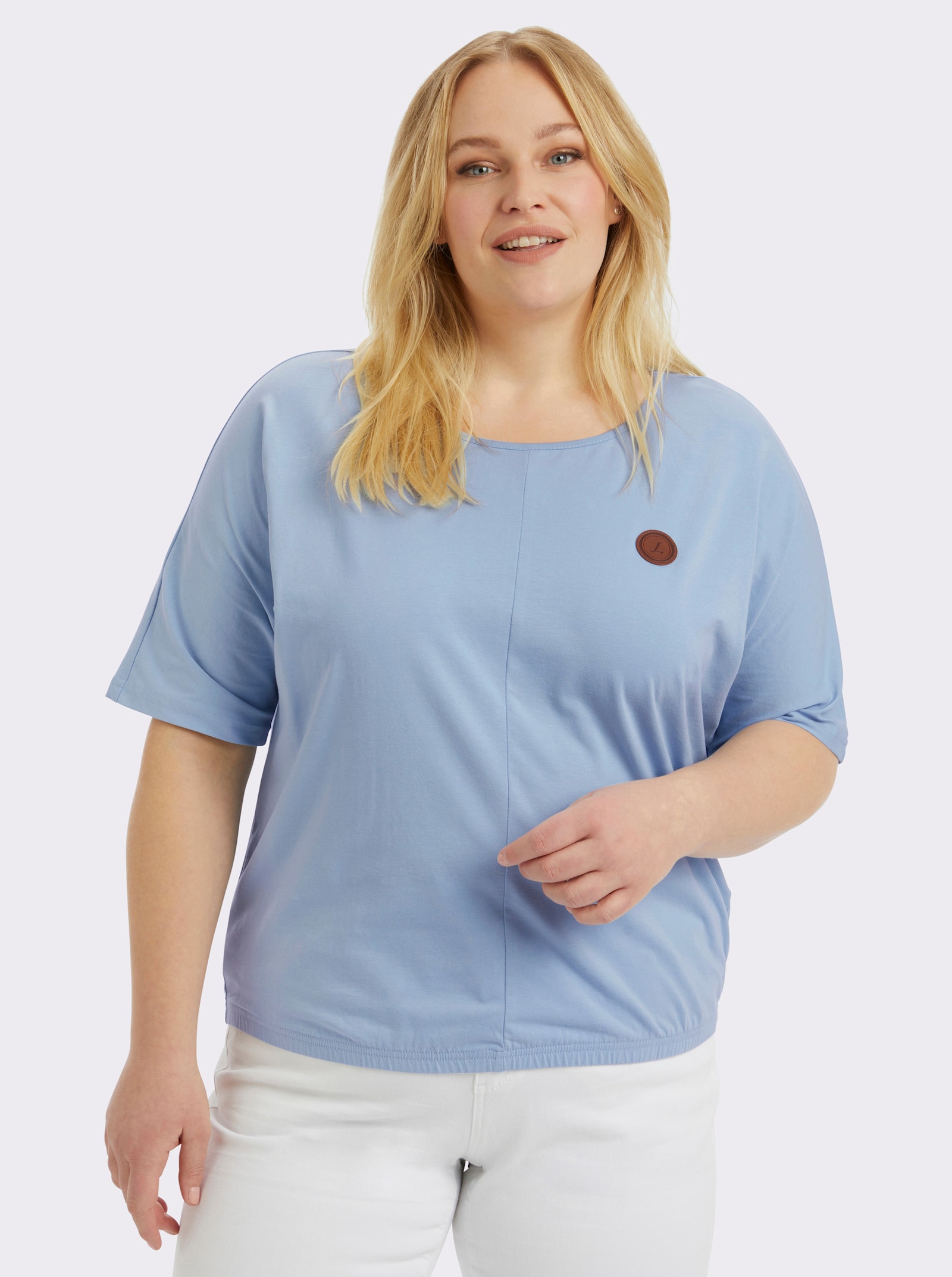 Kurzarmshirt mit Fledermausärmeln - eisblau